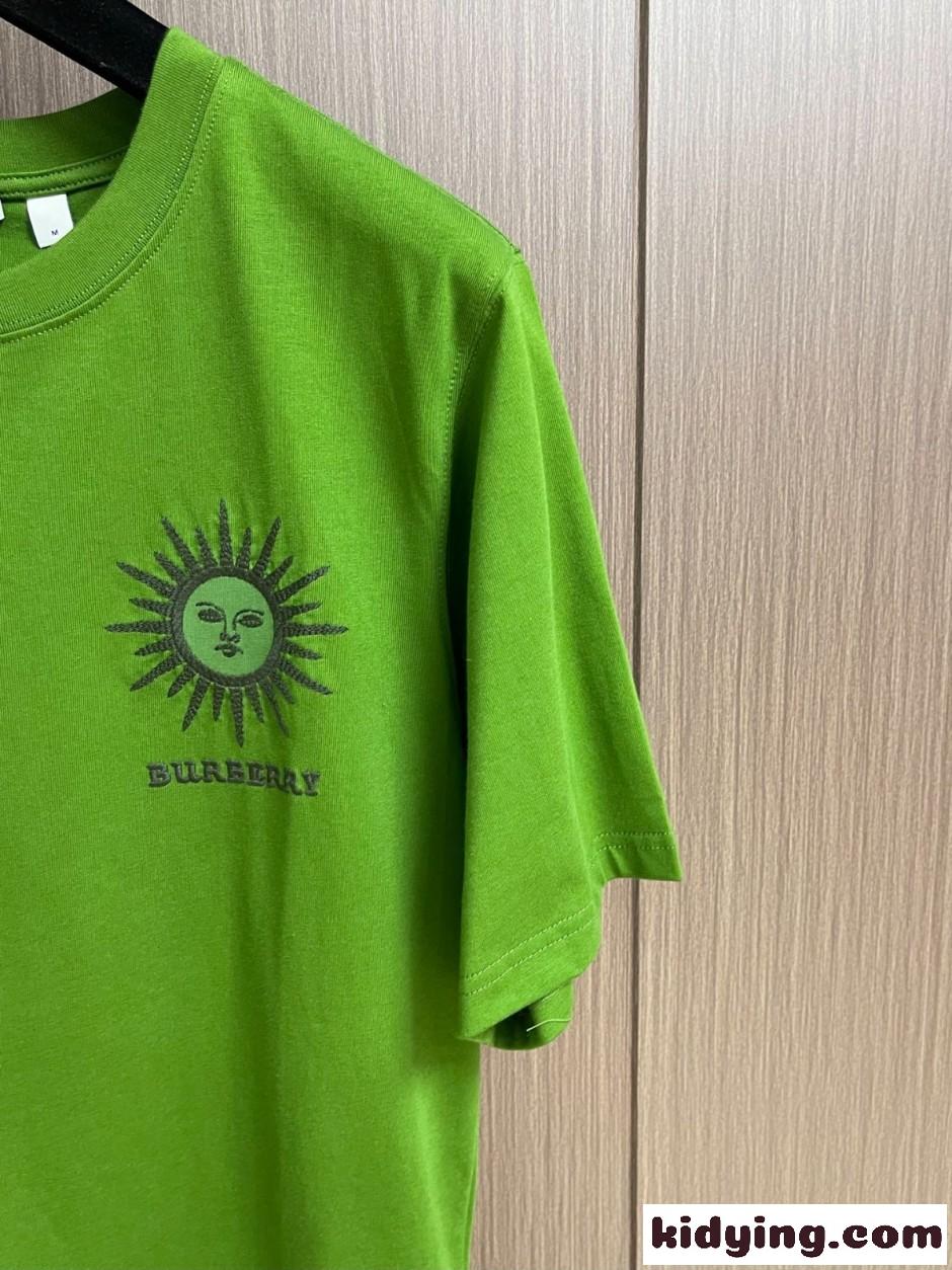 お洒落 カジュアル サン コットンTシャツ バーバリー Tシャツ 偽物 グリーン-2