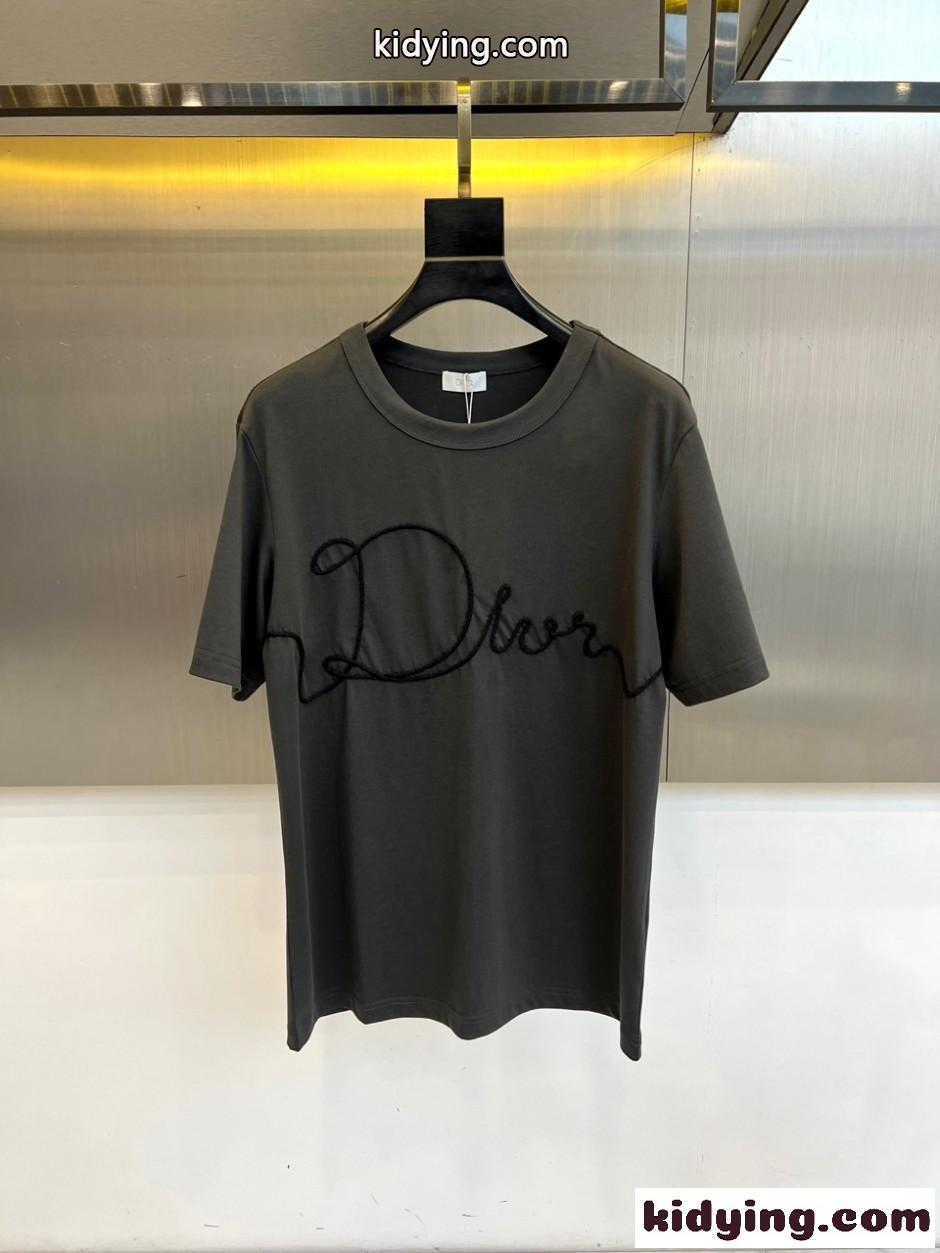 シンプル ロゴ 半袖Tシャツ クリスチャン・ディオール Tシャツ 偽物 グレー-0