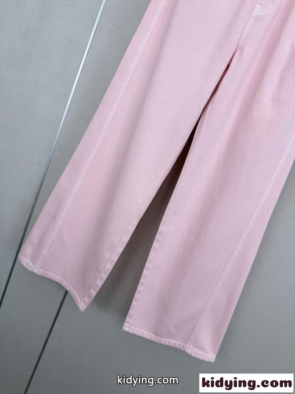 洗練された ビジューボタン デニムパンツ エルメス ジーンズ コピー ピンク-1