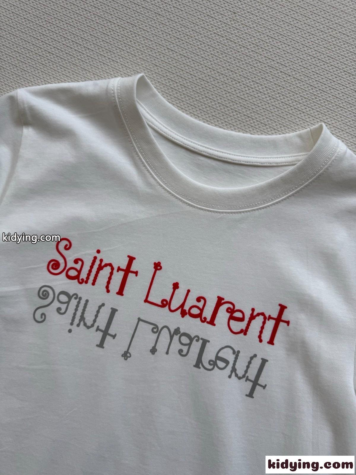シンプル ロゴ クルーネック 半袖Tシャツ イヴ・サンローラン Tシャツ コピー ホワイト-2