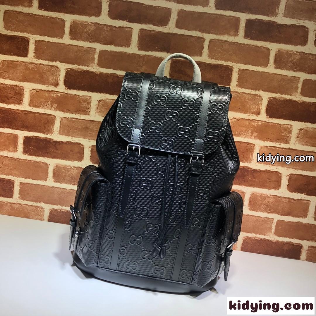 上品 ファッション GGエンボス バックパック グッチ バッグ コピー リュック ブラック-0