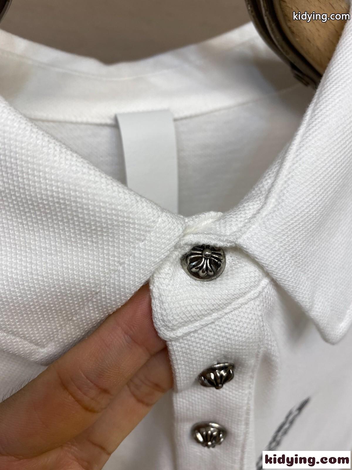 洗練された ロゴ刺繍 半袖ポロシャツ クロムハーツ Tシャツ 偽物 コットン-5