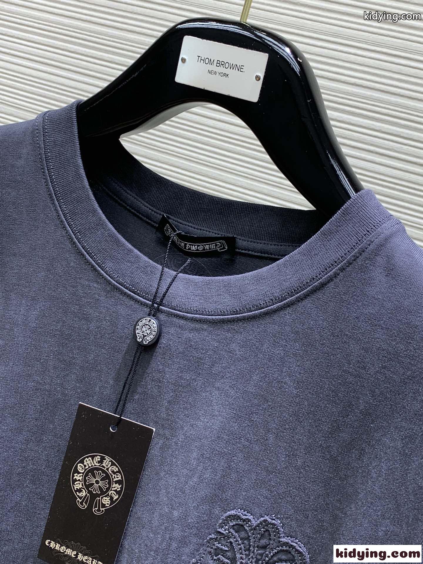 クロムハーツ Tシャツ 偽物 カジュアル クルーネック 半袖Tシャツ グレー-0
