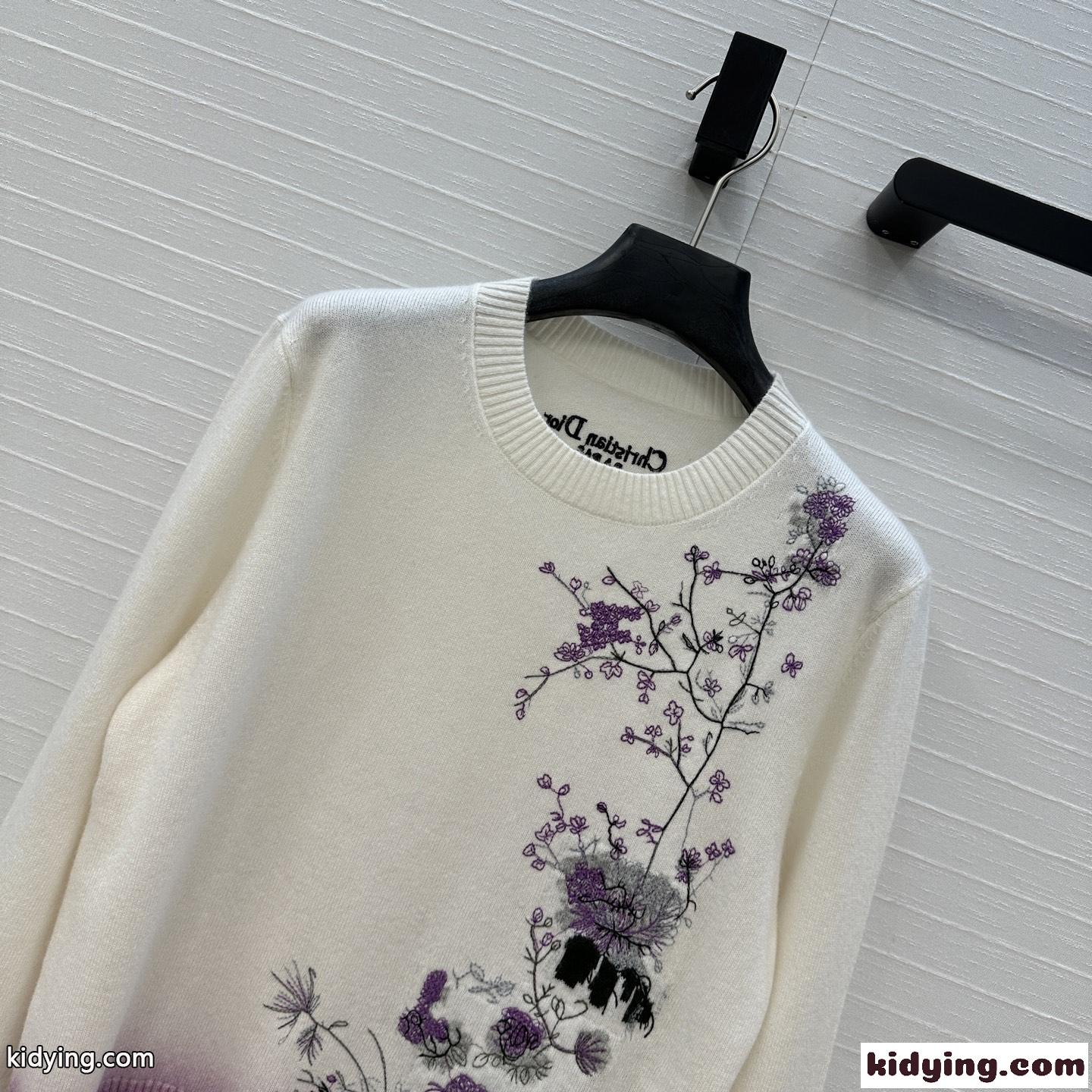 Dior Pivoine カシミヤニット クリスチャン・ディオール セーター スーパーコピー ホワイト-2