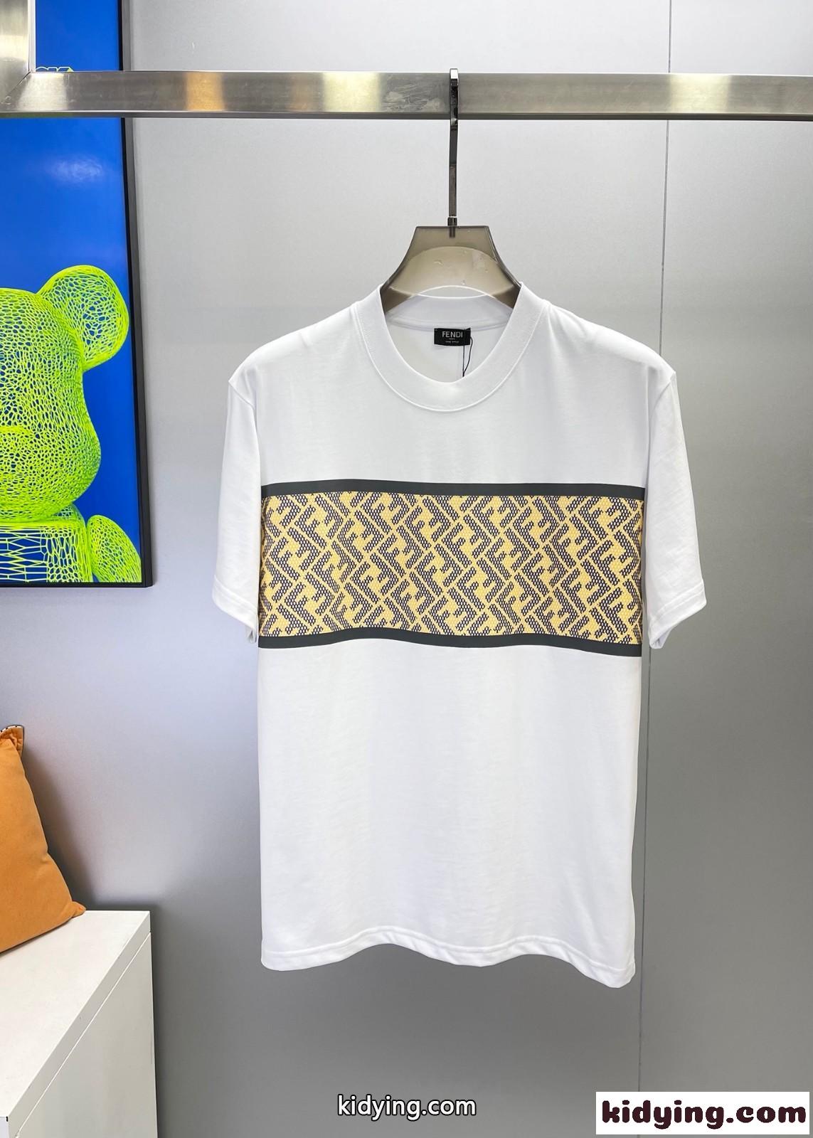 おしゃれ クルーネック FF 半袖Tシャツ フェンディ Tシャツ コピー メンズ ファッション-2