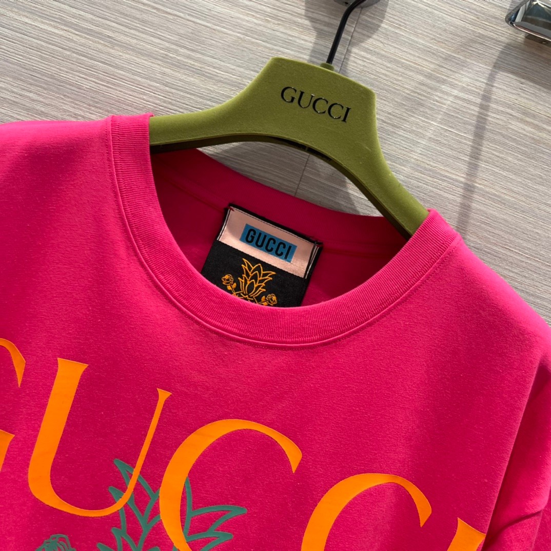 カジュアル 定番 プリント クルーネック ゆったり コットン 快適 グッチ 半袖Tシャツ コピー おしゃれ レディース 男女兼用-1
