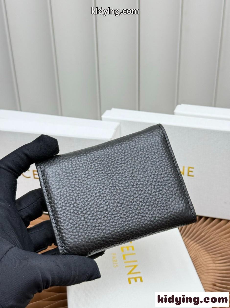 人気 おしゃれ 3つ折り財布 セリーヌ 財布 コピー ウォレット ブラック-0