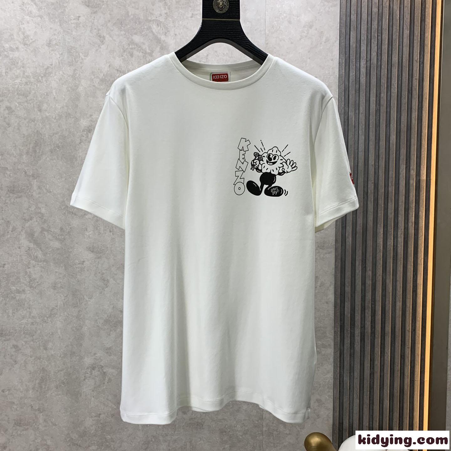 遊び心いっぱい BOKE BOY プリント クルーネック ケンゾー Tシャツ コピー ホワイト-0