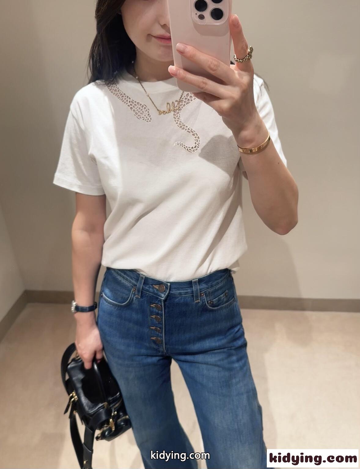 コットンジャージー ギピュールTシャツ クロエ Tシャツ スーパーコピー クルーネック-4
