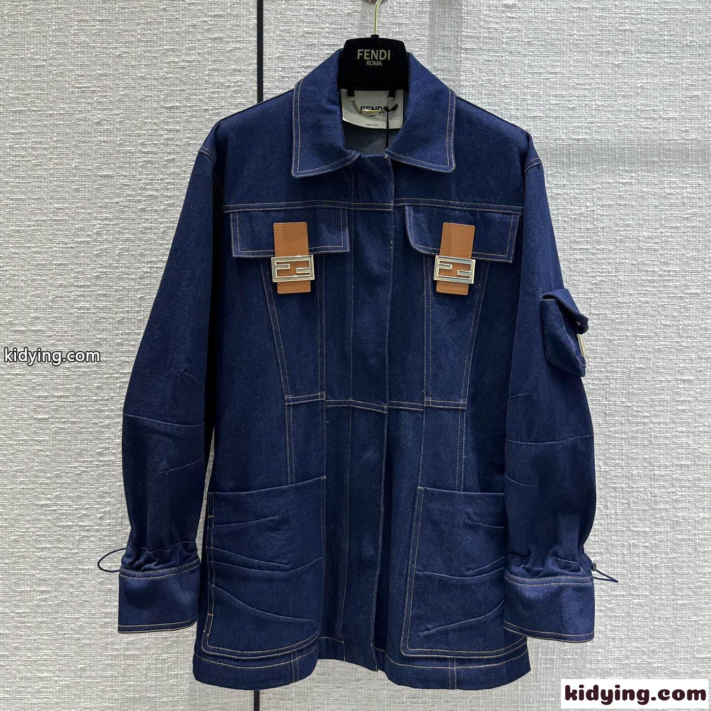 定番 人気 おしゃれ ブルー デニムジャケット フェンディ ジャケット コピー レディース-2