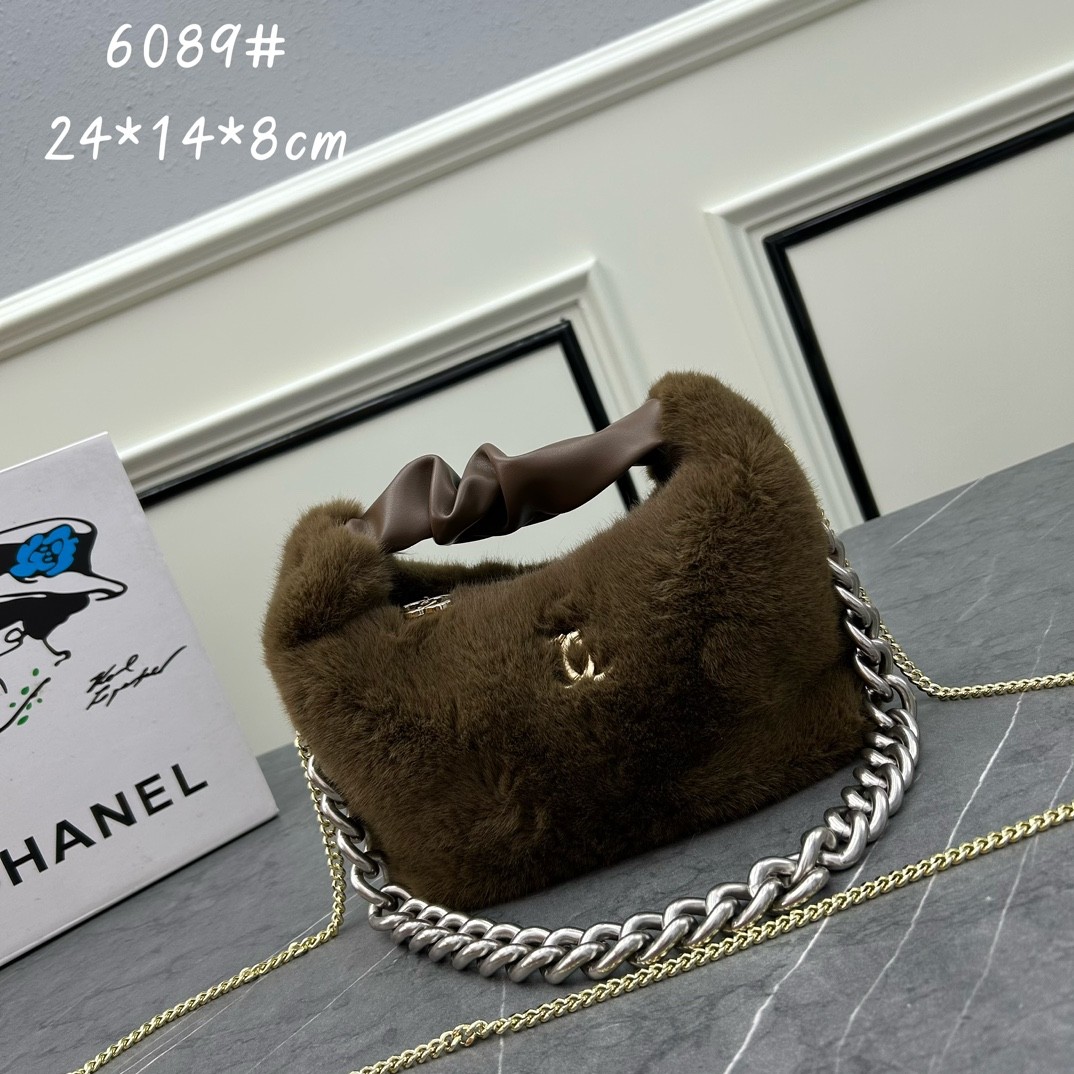 シャネル バッグ コピー 秋冬 可愛い ふわふわ ファーホーボーバッグ-0