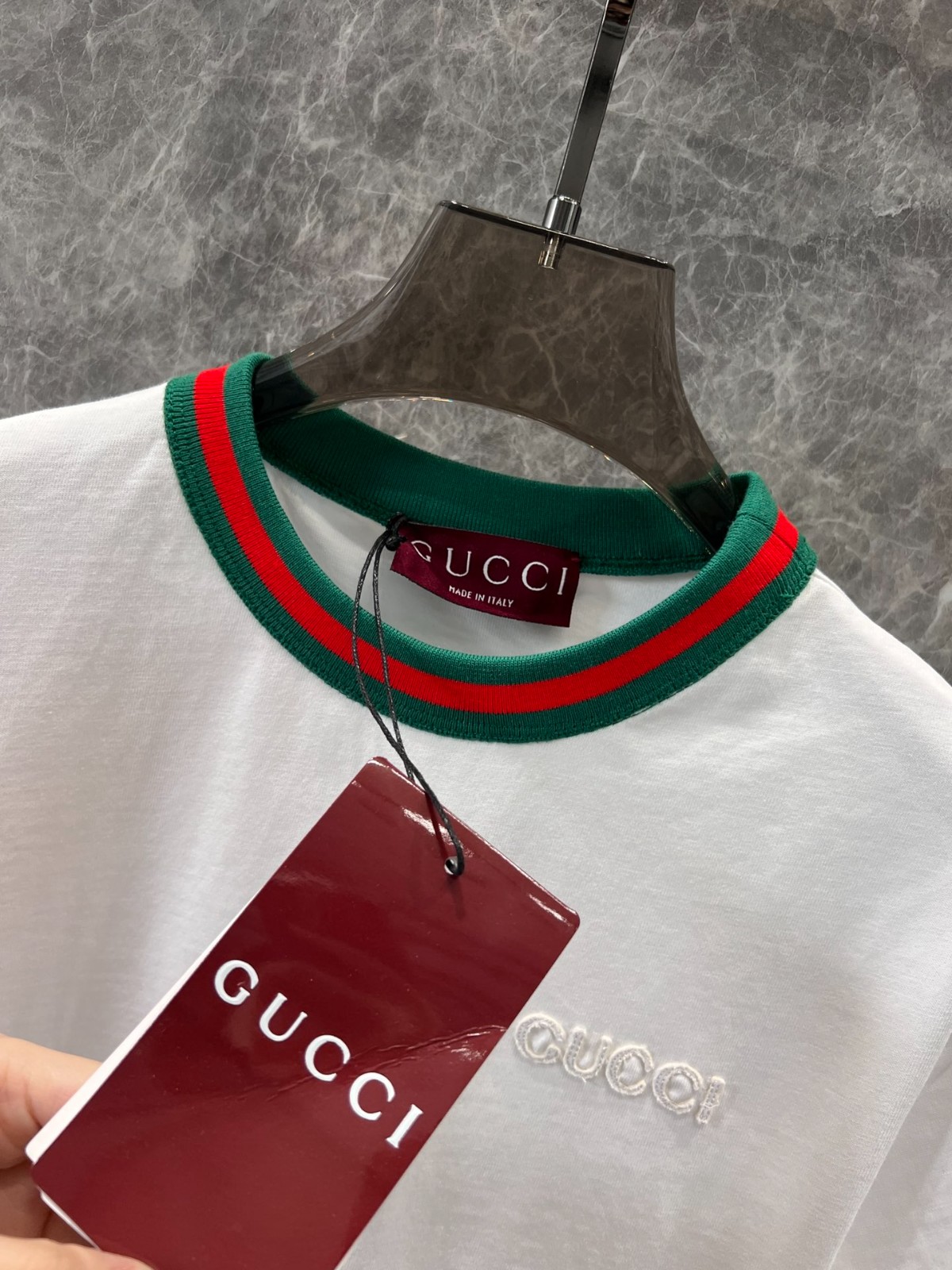 ウェブストライプ コットン 半袖Tシャツ グッチ Tシャツ コピー クルーネック-3