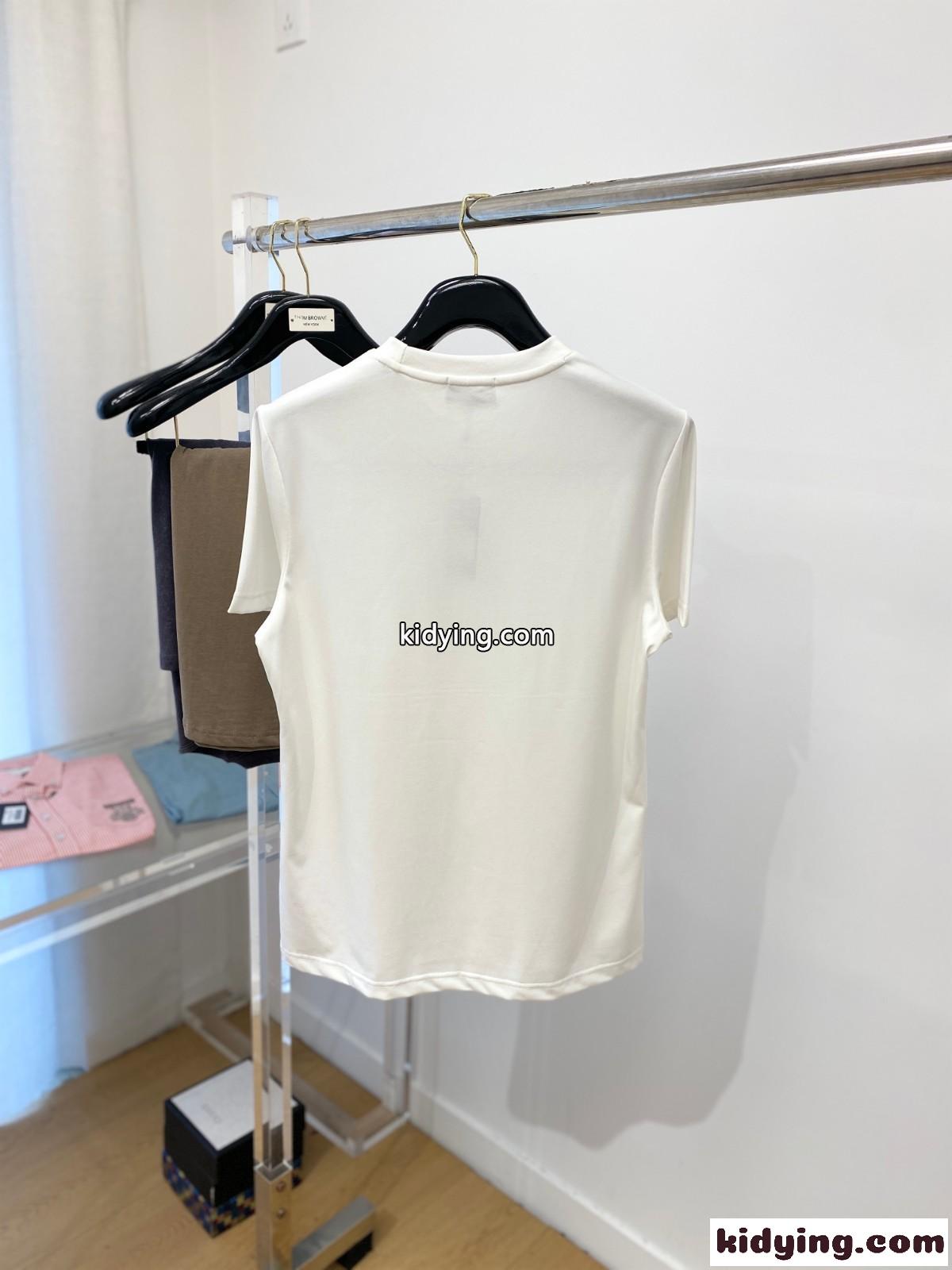 ベーシック ロゴプリント コットンTシャツ アルマーニ 半袖Tシャツ コピー ホワイト-4