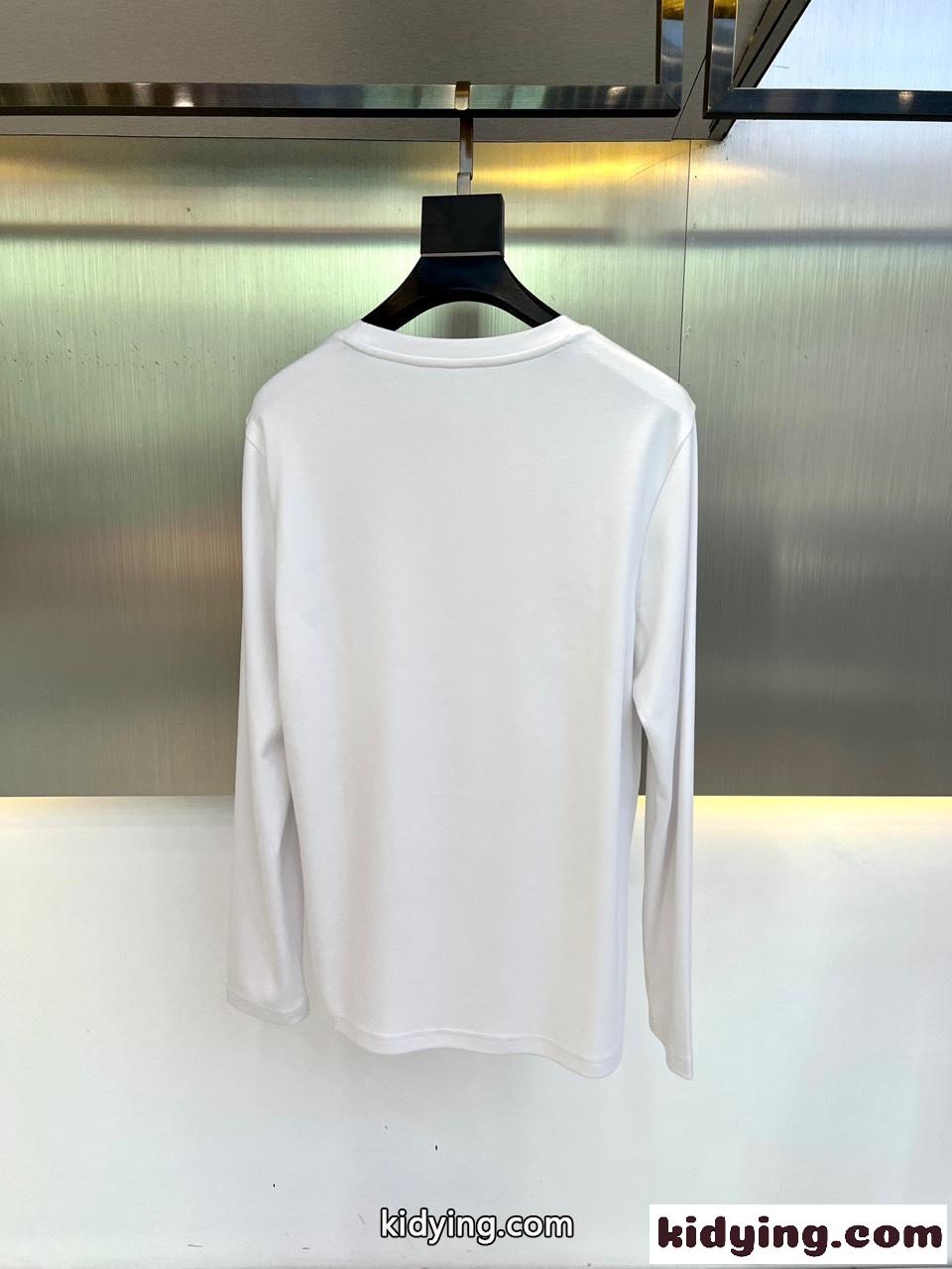 シンプル ロゴ エルメネジルド・ゼニア Tシャツ コピー コットン 長袖Tシャツ ホワイト-4
