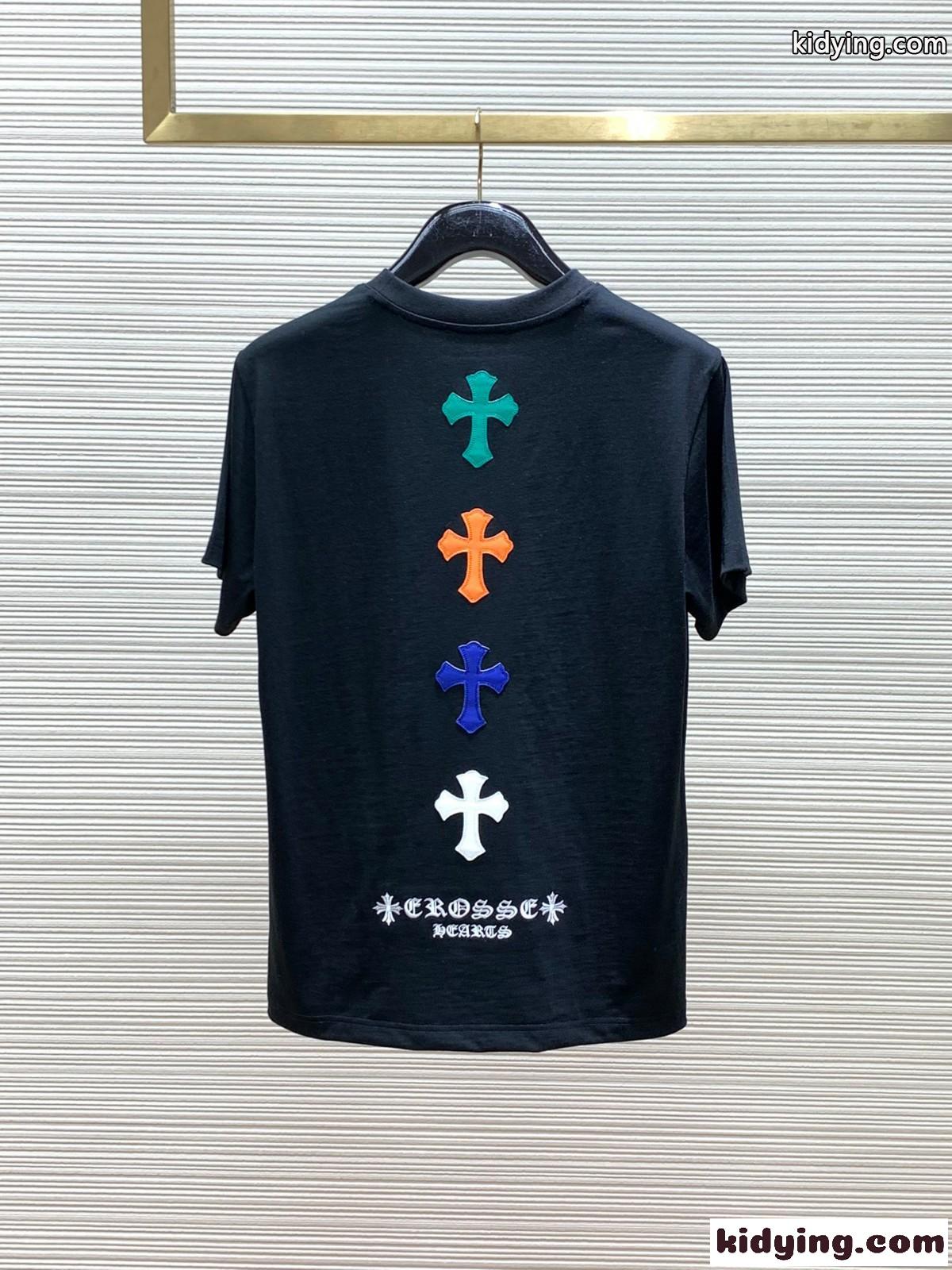 クロスパッチ クルーネック 半袖Tシャツ クロムハーツ Tシャツ コピー ブラック-4