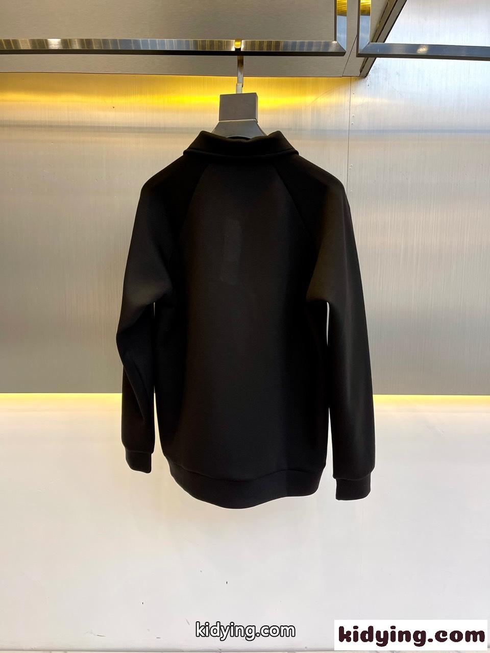 クラシック カジュアル 長袖 ポロシャツ エルメネジルド・ゼニア Tシャツ コピー ブラック-4
