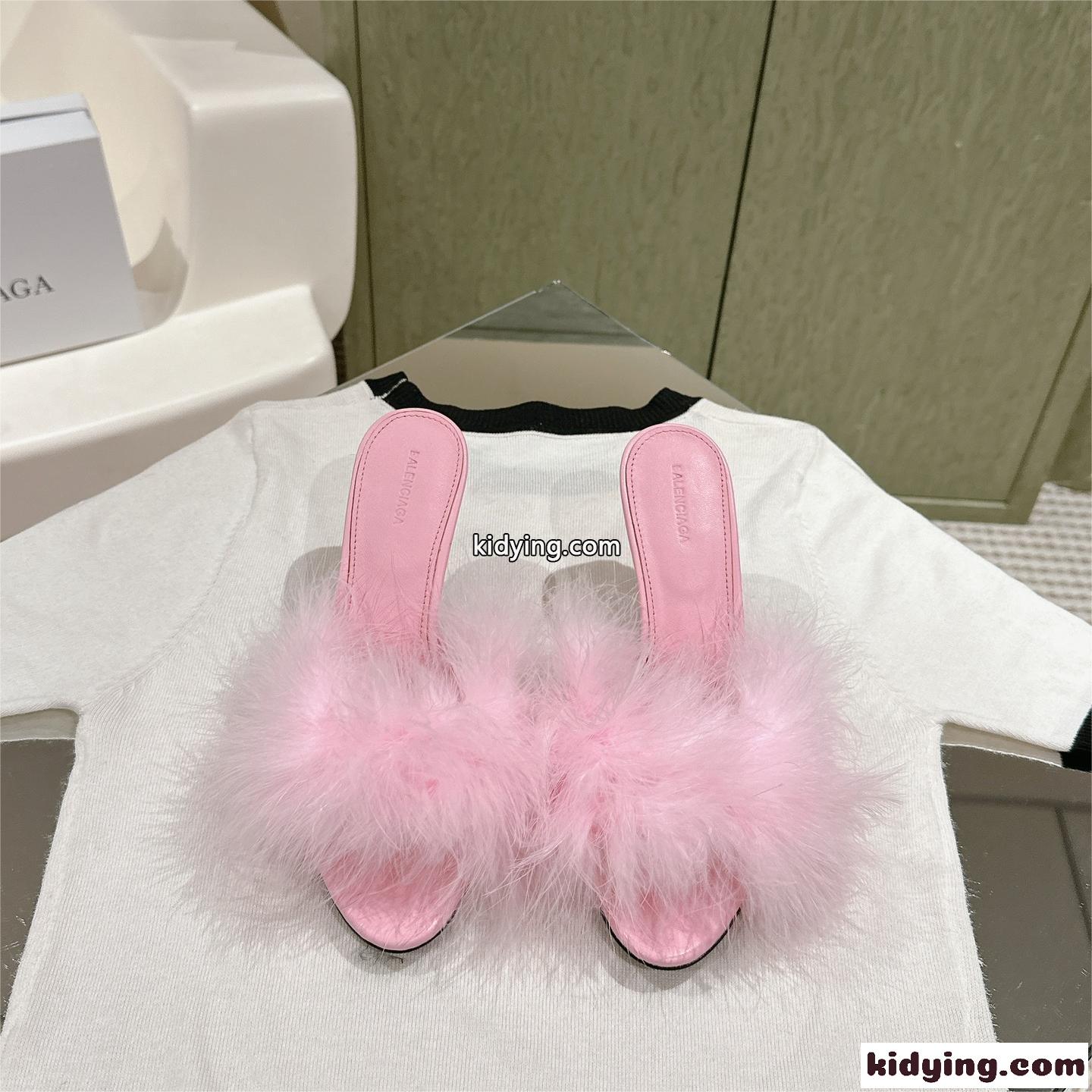 フェザー BOUDOIR 8.5cm サンダル バレンシアガ サンダル コピー ピンク-0