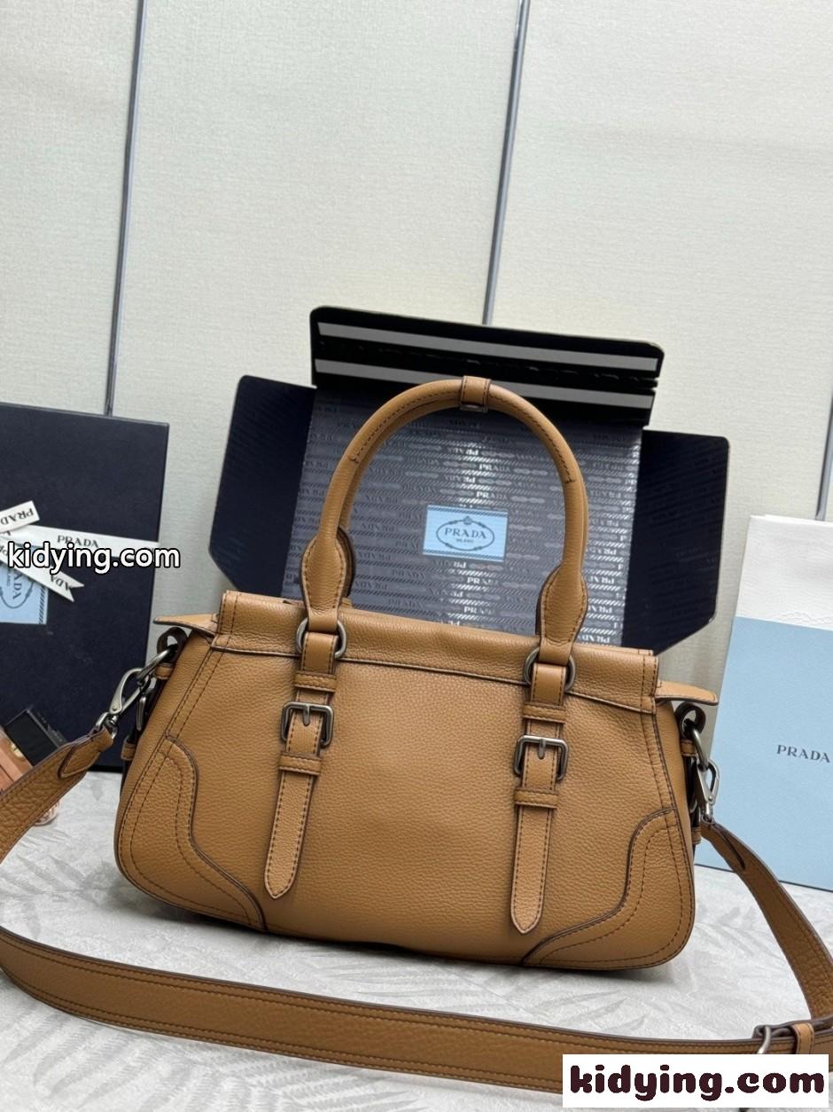人気 カジュアル ラージ レザー トートバッグ 1BG604 プラダ スーパーコピー ブラウン-1