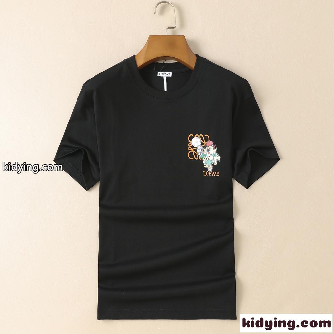 目を引く プリント 定番 ロエベ tシャツ コピー メンズ 半袖 春夏 トップス カジュアル おしゃれ クルーネック ホワイト ブラック-1