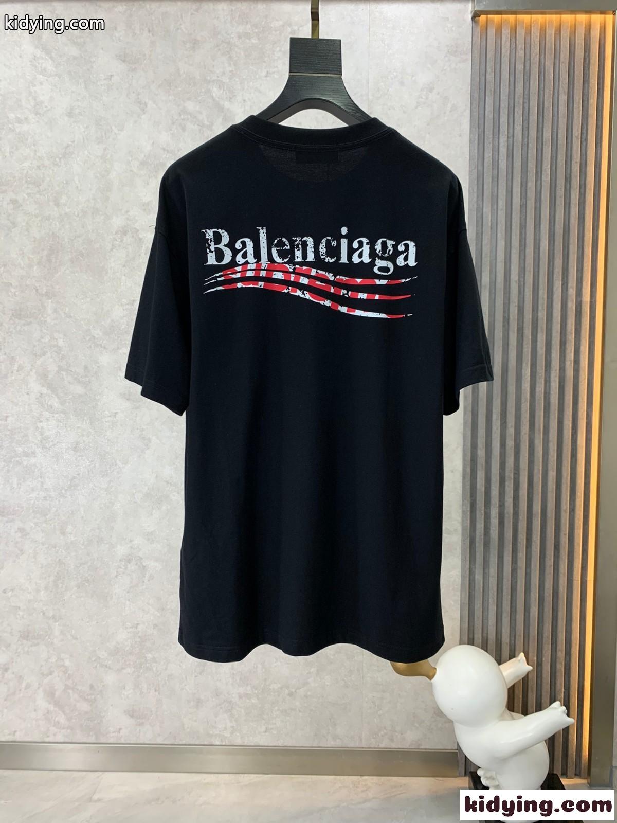 カジュアル おしゃれ バレンシアガ Tシャツ コピー プリント 人気 クルーネック コットン-1