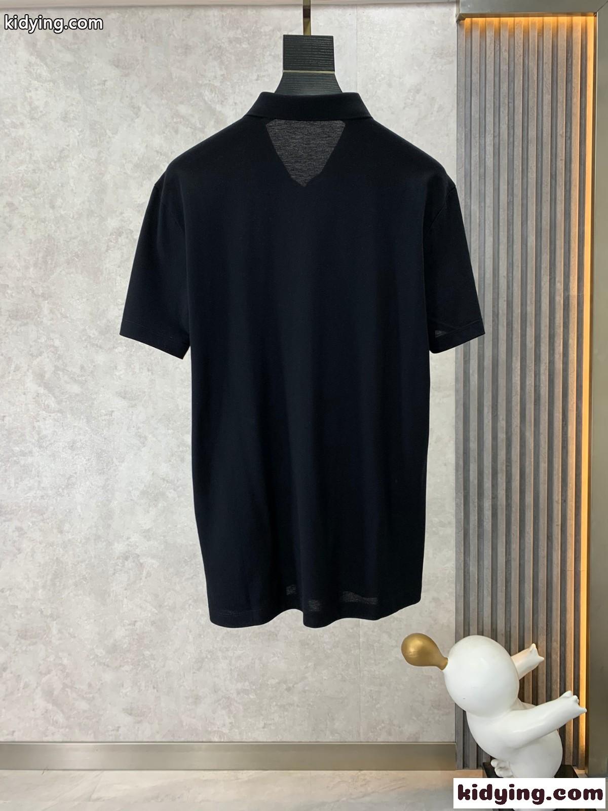 シンプル カジュアル ビジネス 半袖 メンズ ポロシャツ サルヴァトーレ・フェラガモ Tシャツ コピー ブラック-0