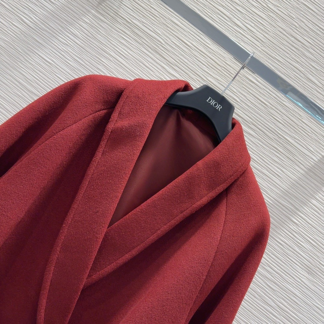 シンプル エレガント ファー取り外し コート クリスチャン・ディオール ジャケット コピー レッド-2