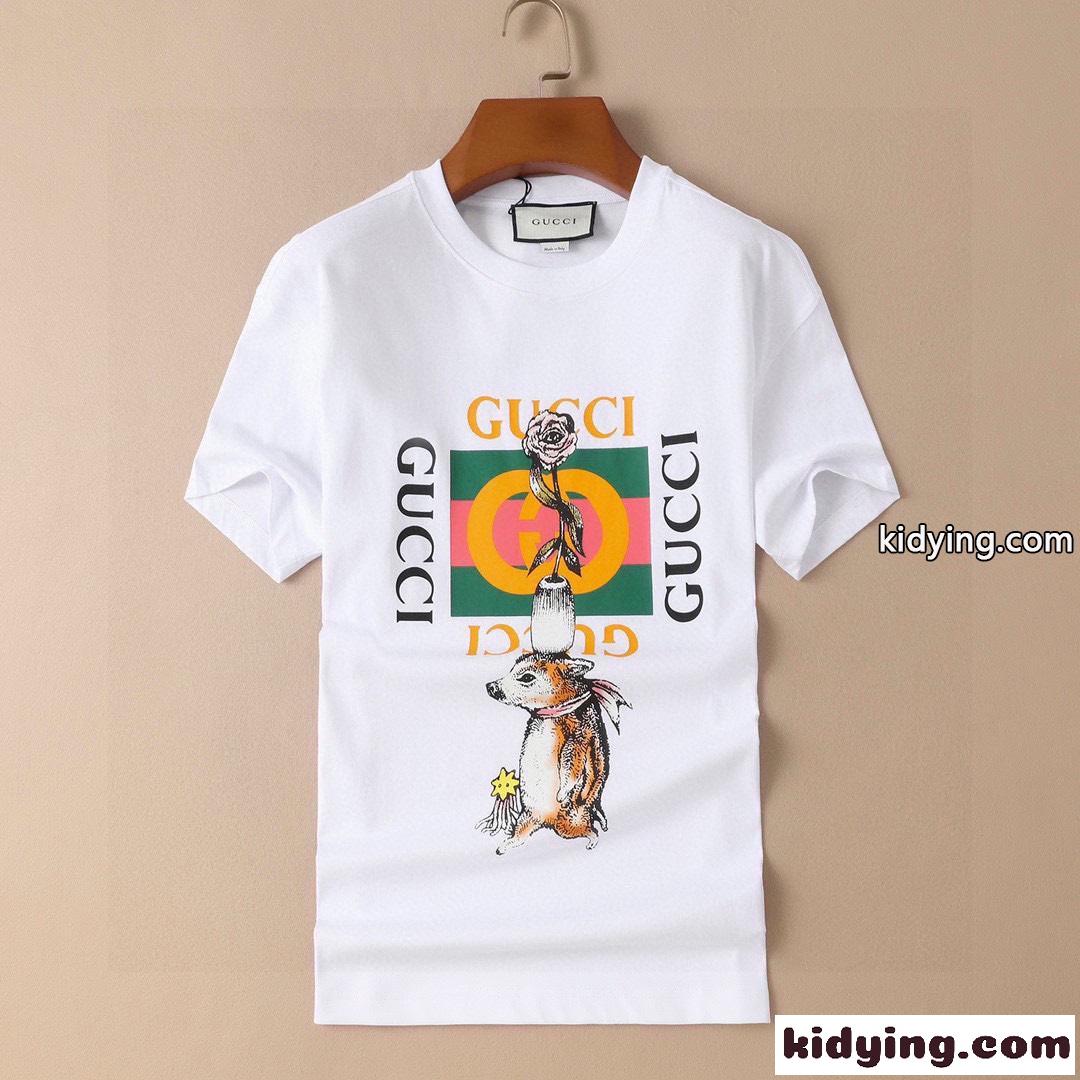 定番 カジュアル 合わせやすい ロゴ プリント グッチ 半袖Tシャツ コピー クルーネック 夏 トップス-2