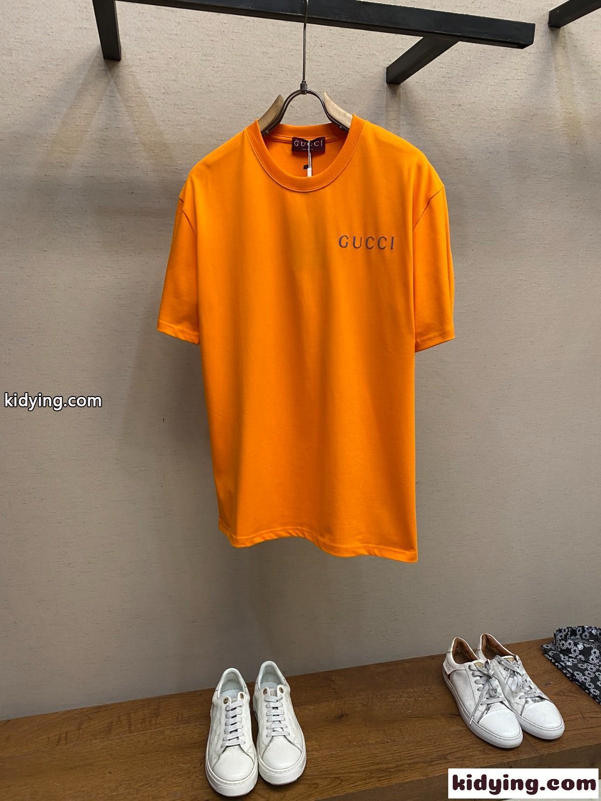 シンプル コットンジャージ 半袖Tシャツ グッチ Tシャツ コピー オレンジ-0