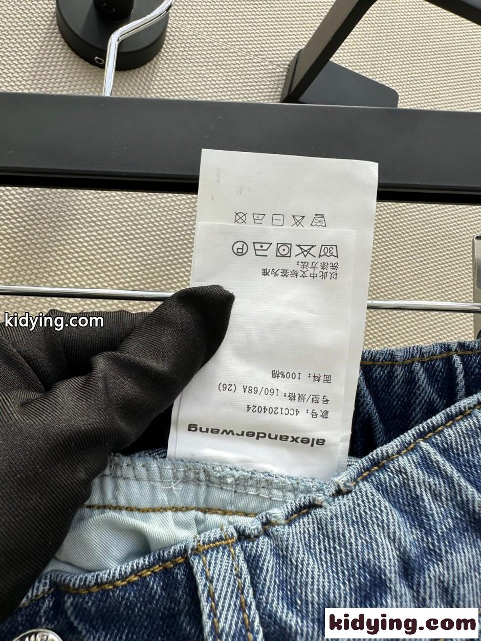 ドローストリング バレルレッグ デニムパンツ アレキサンダーワング ジーンズ 偽物 ブルー-3
