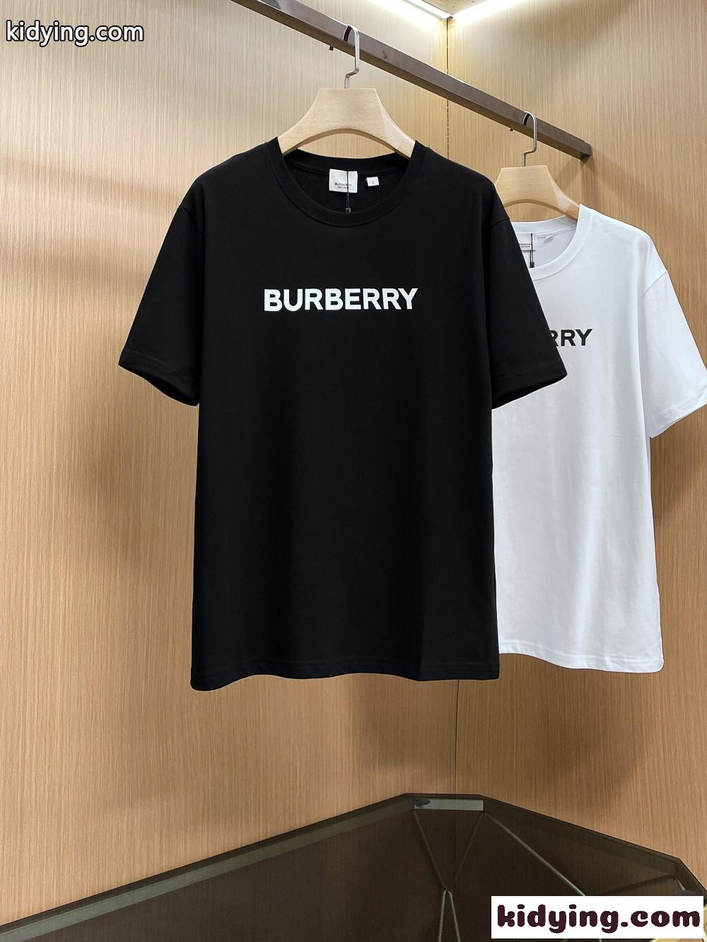 ユニセックス シンプ ル ロゴプリント コットン バーバリー Tシャツ コピー 半袖 クルーネック トップス-4