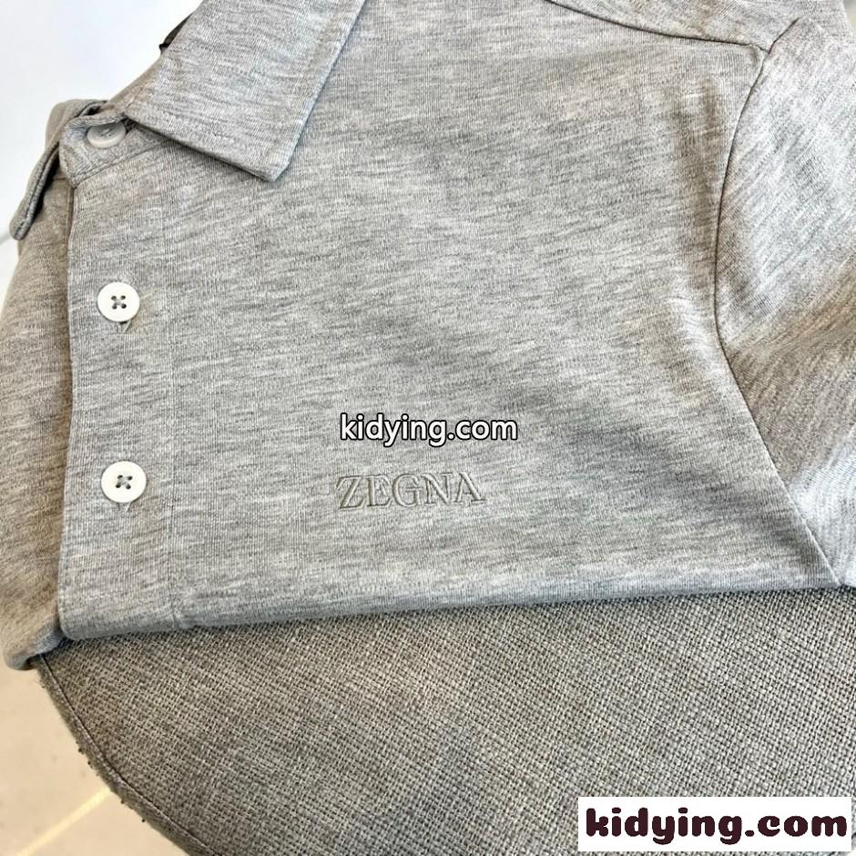 シンプル コットン 半袖ポロシャツ エルメネジルド・ゼニア Tシャツ 偽物 グレー-2