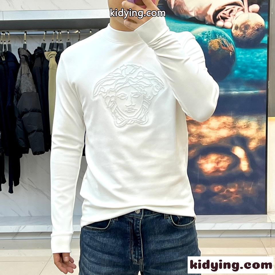 シンプル 合わせやすい メンズ ヴェルサーチェ Tシャツ 偽物 長袖Tシャツ ホワイト-1