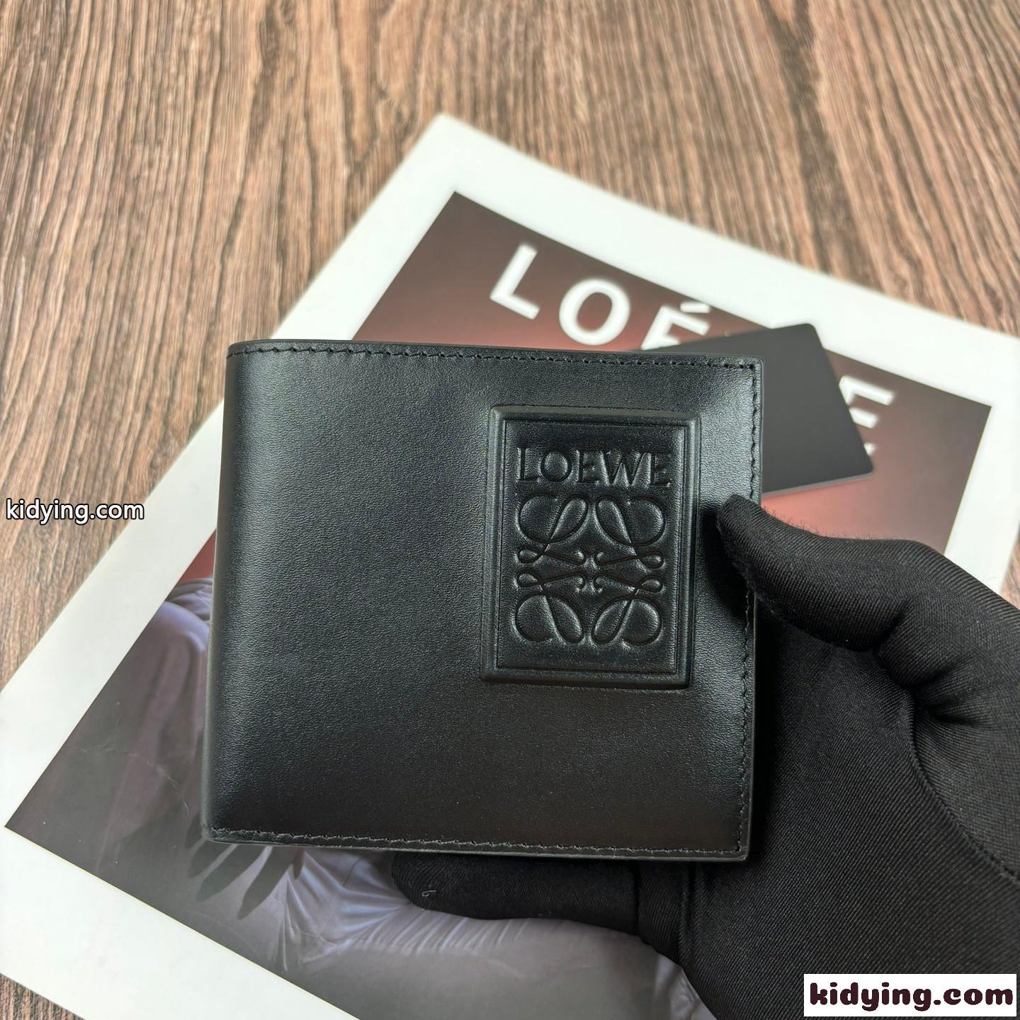 定番 人気 2つ折り財布 ロエベ 財布 コピー コンパクト ウォレット ブラック-0