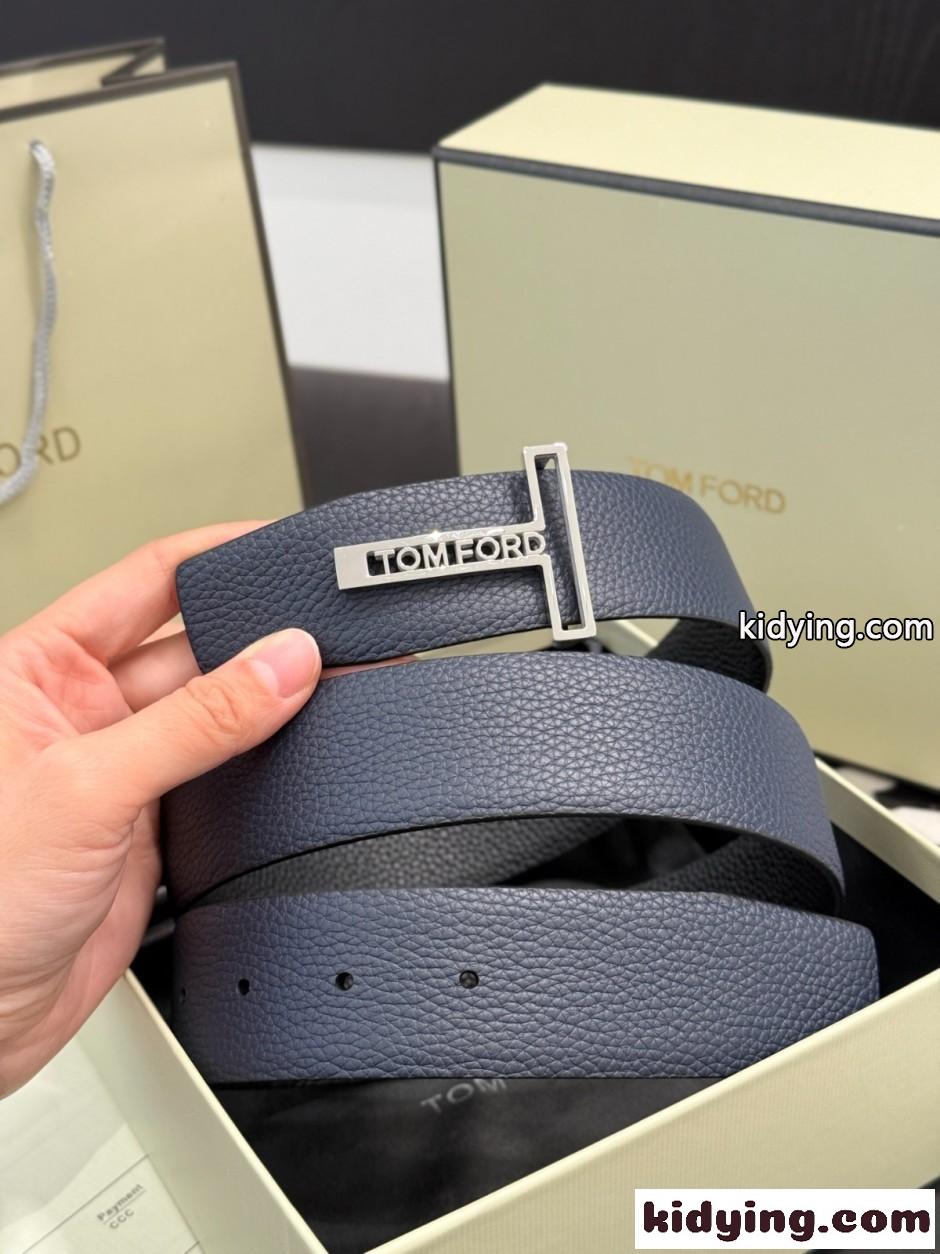 洗練された ロゴバックル 合わせやすい トムフォード ベルト 偽物 リバーシブル-0