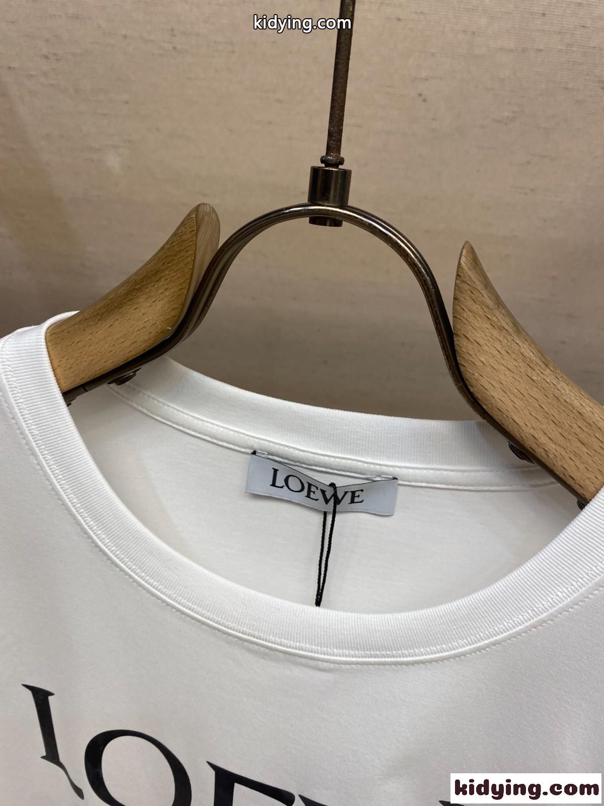 お洒落 クルーネック 半袖Tシャツ ロエベ Tシャツ 偽物 コットン ホワイト-0