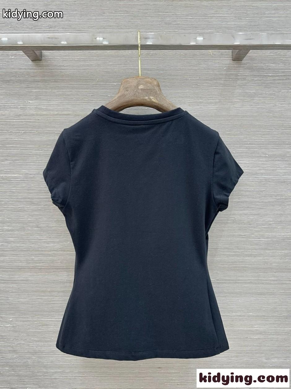 アレキサンダーワング Tシャツ コピー ラインストーンロゴ 半袖Tシャツ ブラック-4
