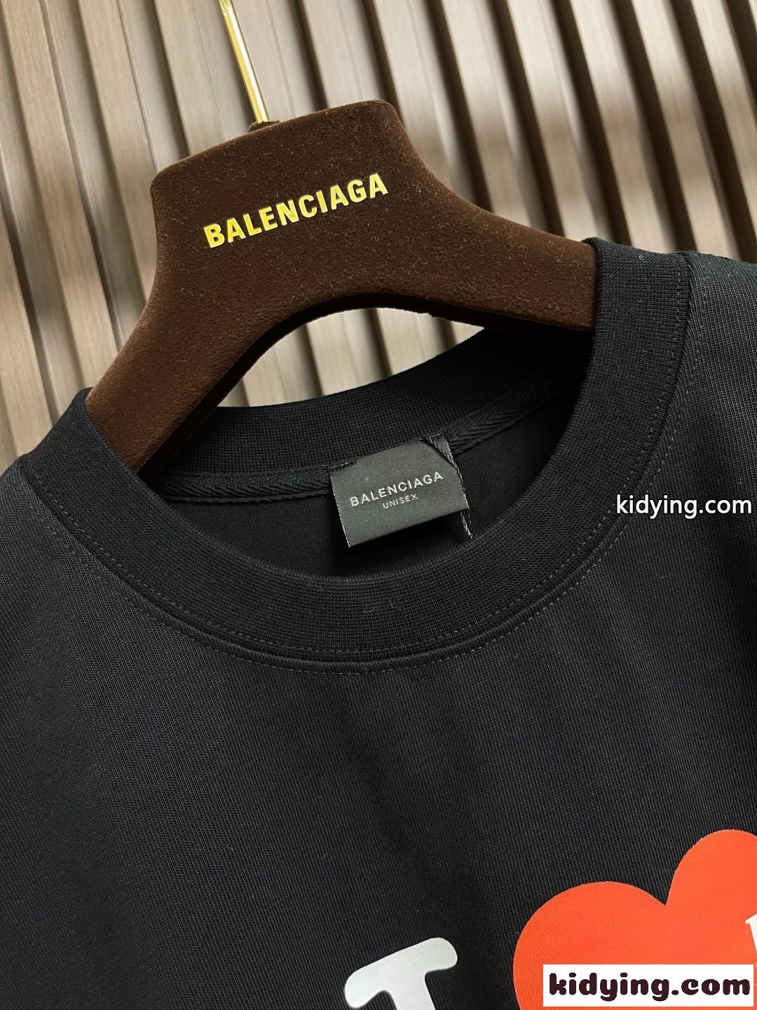 スタイリッシュ ロゴプリント 長袖Tシャツ バレンシアガ Tシャツ 偽物 コットン ブラック-2