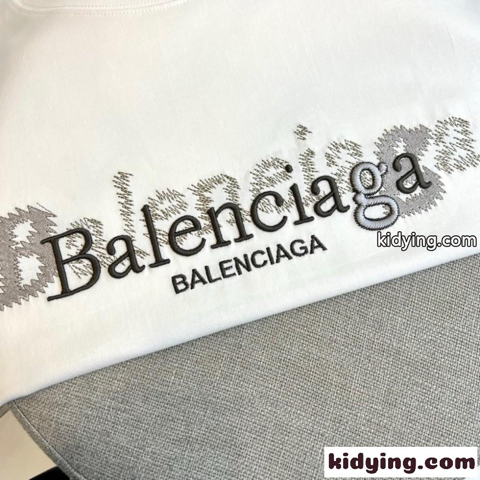 カジュアル ロゴ クルーネック 半袖Tシャツ バレンシアガ Tシャツ 偽物 ホワイト-2