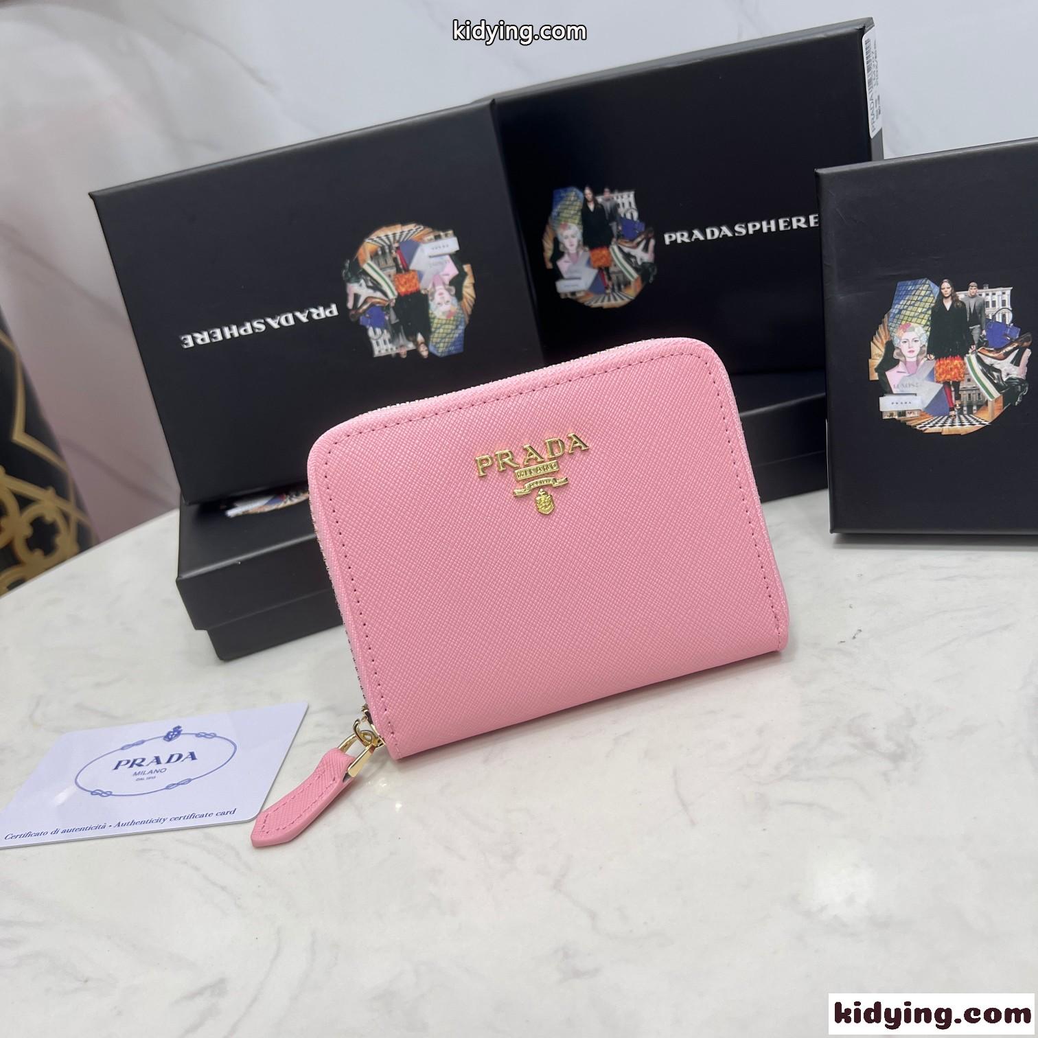 シンプル ロゴ 人気 コインケース プラダ 財布 コピー 小銭入れ ピンク-1