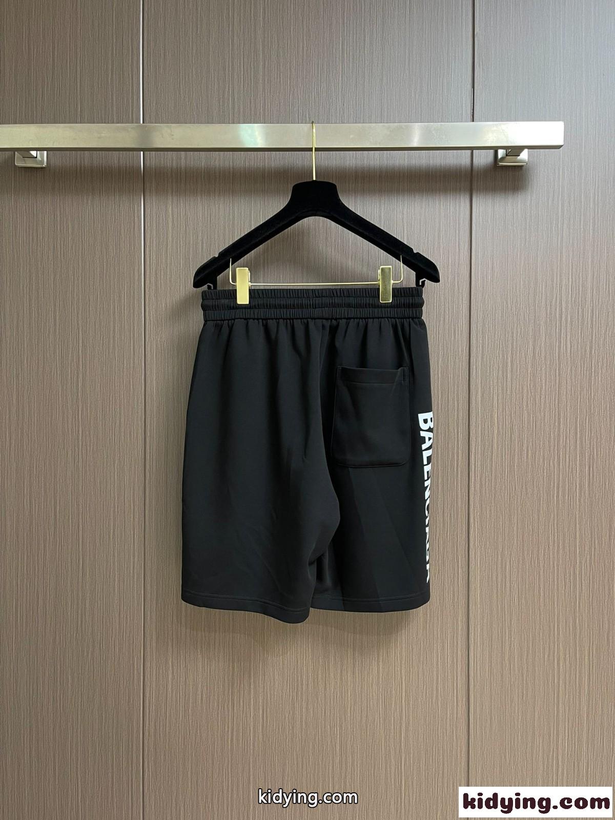 シンプル ロゴプリント ショートパンツ バレンシアガ パンツ コピー ブラック-2