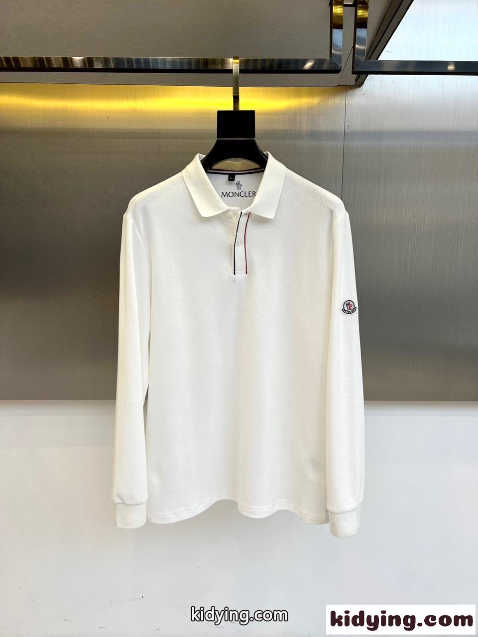 洗練された カジュアル モンクレール Tシャツ 偽物 コットンピケ ポロシャツ ホワイト-1