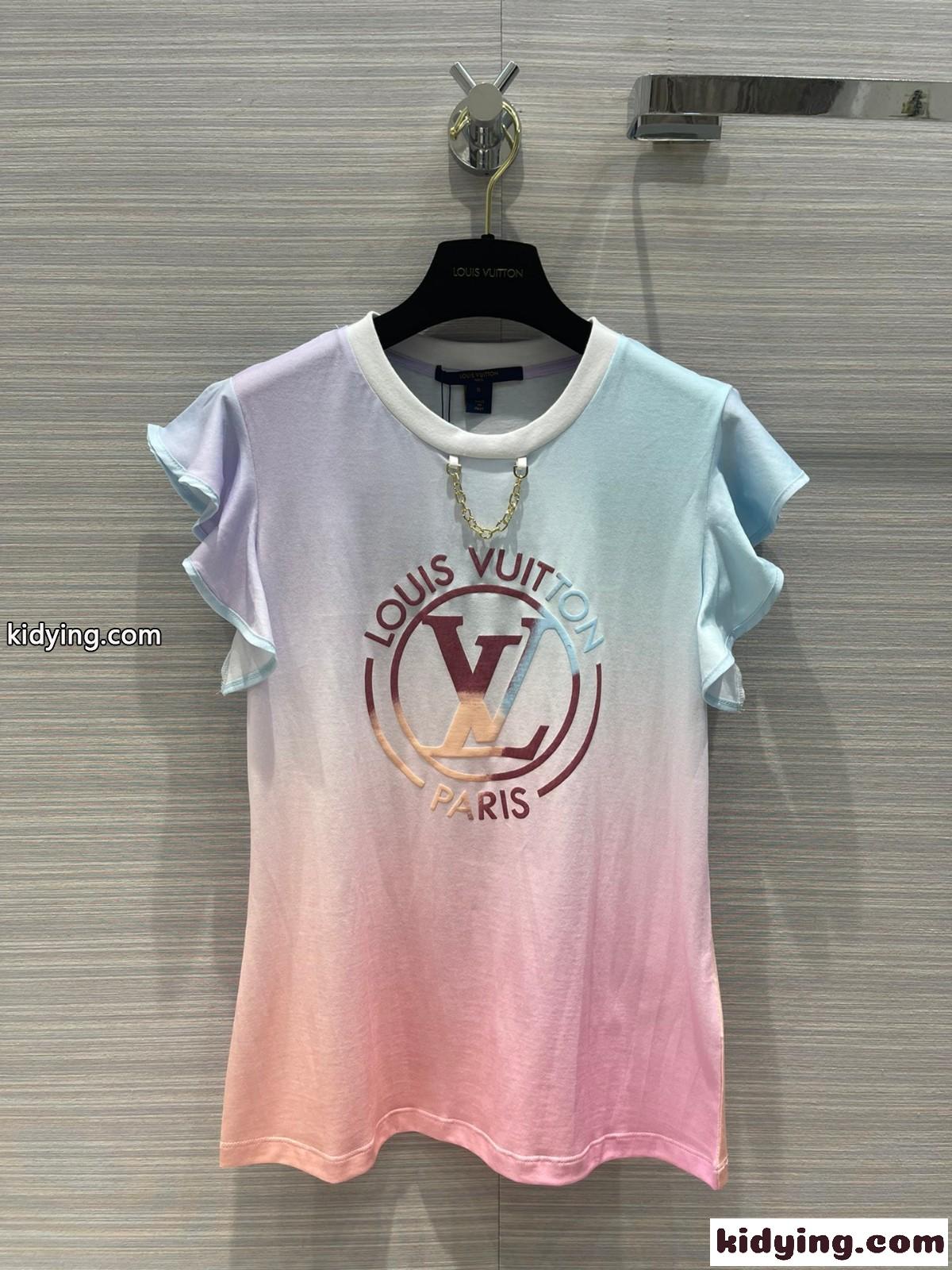 人気 カジュアル 上品 可愛い ロゴ クルーネック ルイ・ヴィトン Tシャツ コピー 半袖 レディース トップス-2