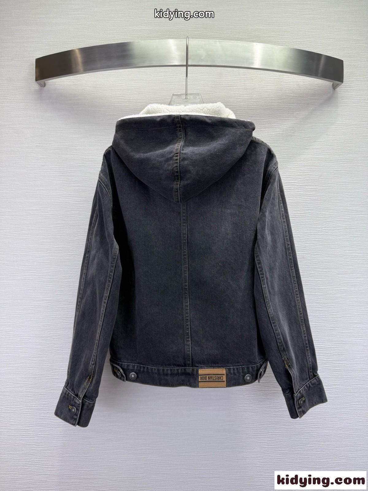 DiorAlps フード付き オーバーサイズ デニムジャケット クリスチャン・ディオール ジャケット コピー グレー-4