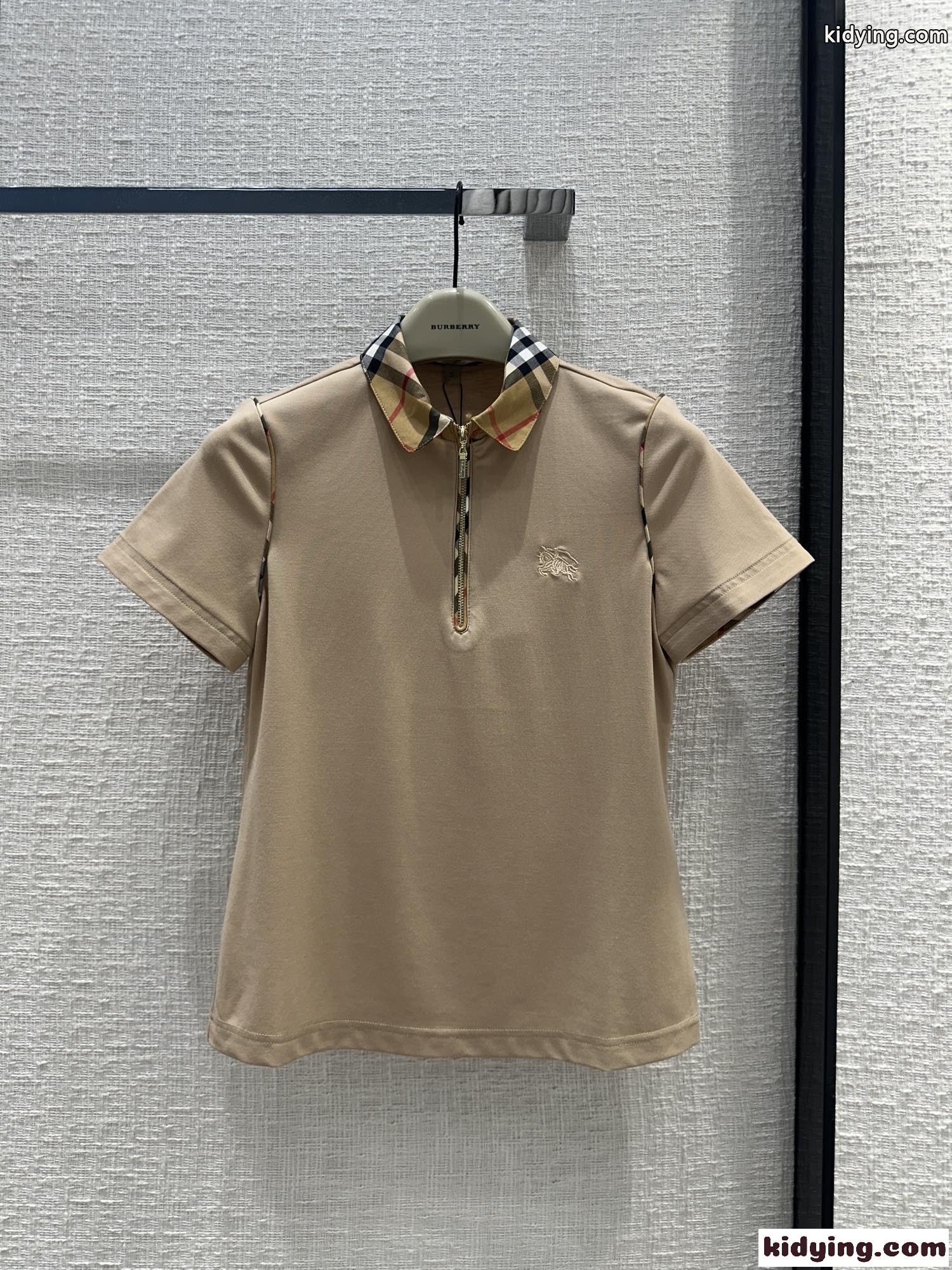 おしゃれ ハーフジップ ポロシャツ バーバリー Tシャツ コピー カーキ-2