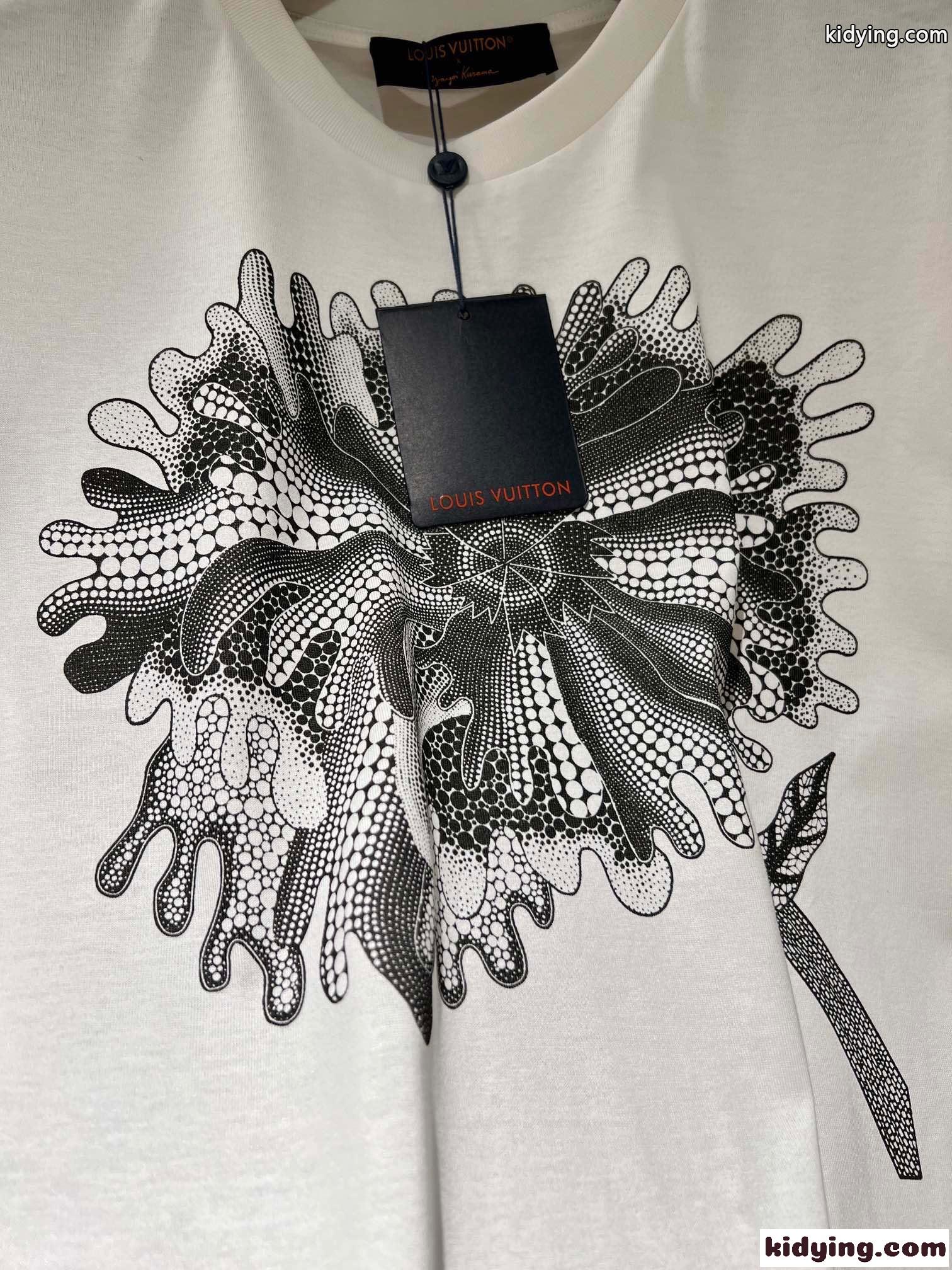 ユニセックス ゆったり LV ×草間彌生 フラワーTシャツ ルイヴィトン Tシャツ コピー 半袖-2