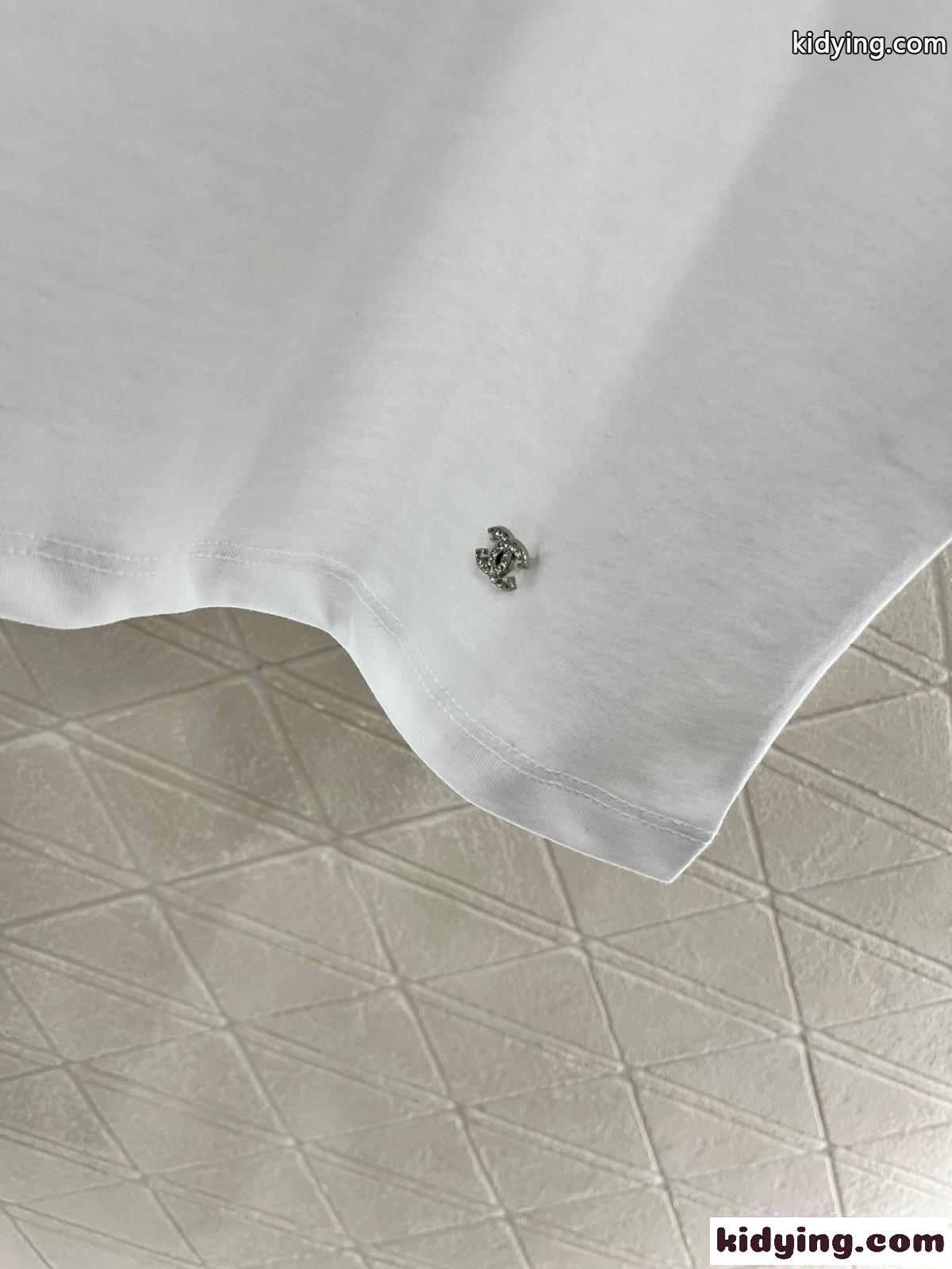 人気 スパンコール ロゴ シャネル Tシャツ コピー コットン 半袖Tシャツ-0