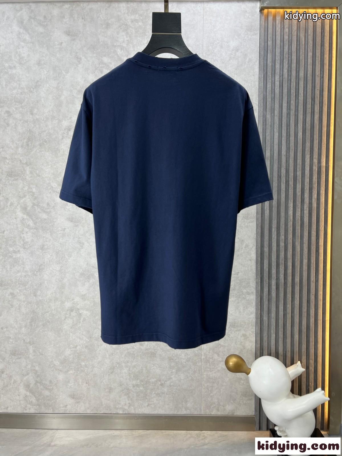 大人 可愛い クルーネックTシャツ クリスチャン・ディオール 半袖Tシャツ コピー ネイビー-0