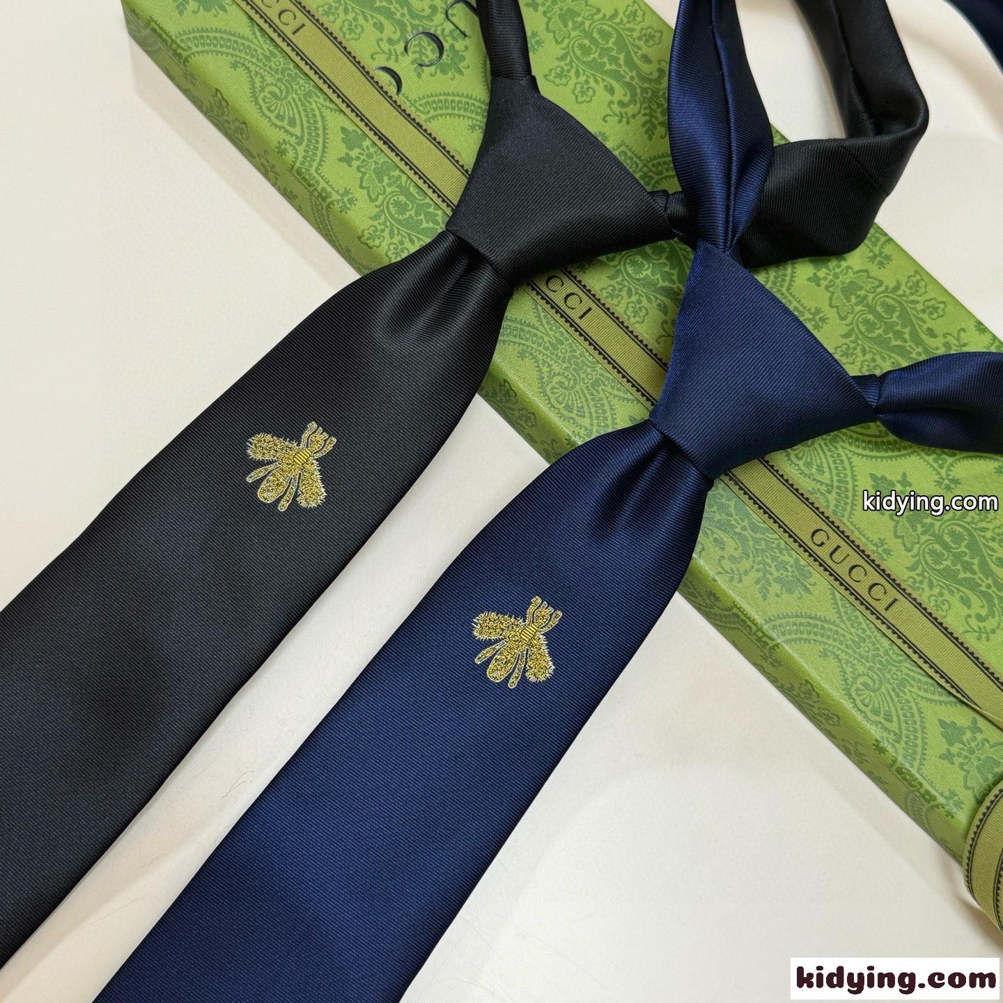 洗練された 刺繍入り シルクネクタイ グッチ ネクタイ 偽物 ビジネス カジュアル-4