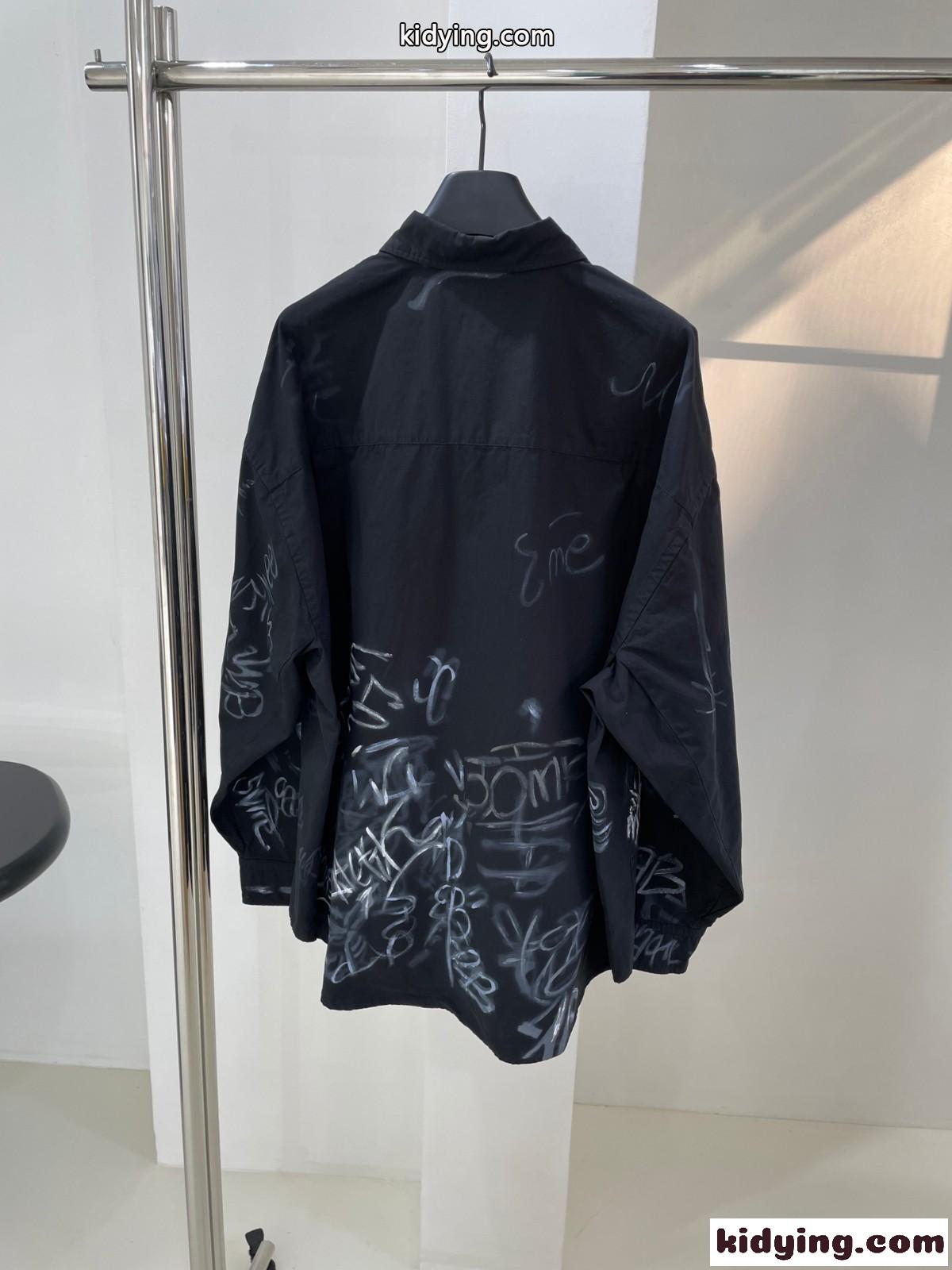 上品 カジュアル GRAFFITI プリント バレンシアガ シャツ コピー ユニセックス-1