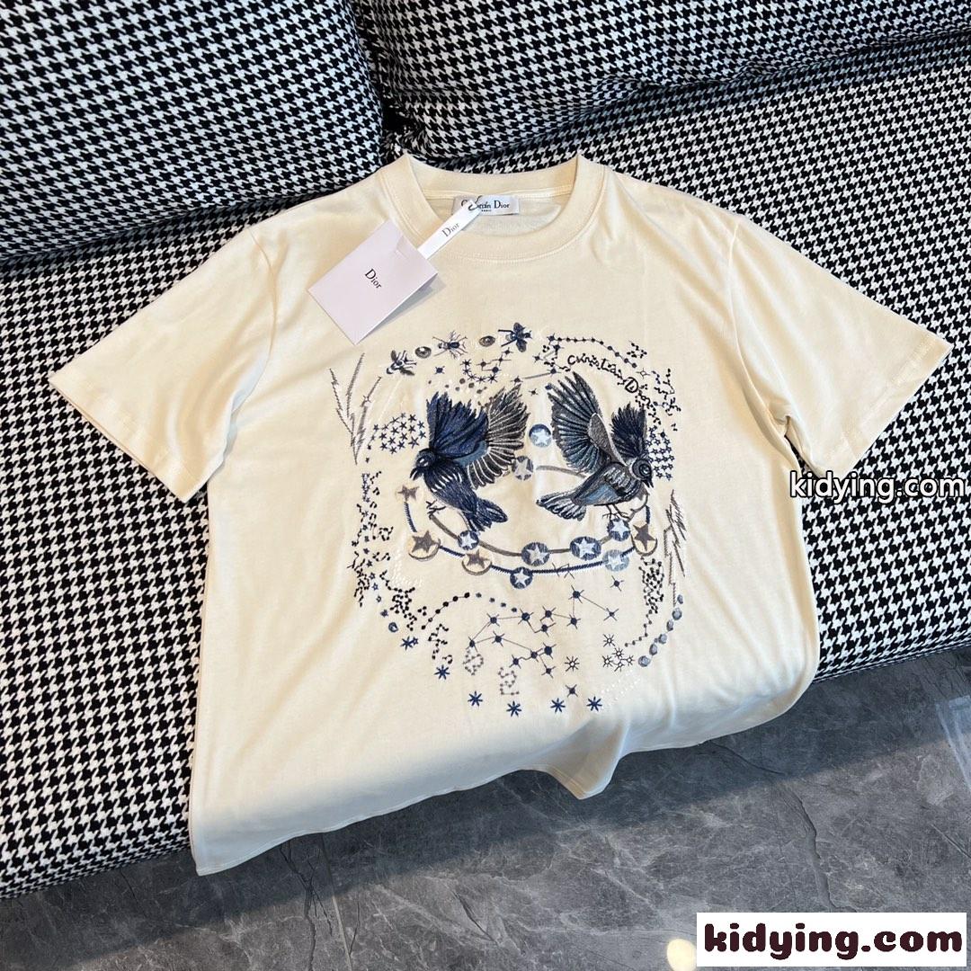 コットン 快適 クルーネック カジュアル クリスチャン・ディオール Tシャツ コピー 半袖 トップス-1